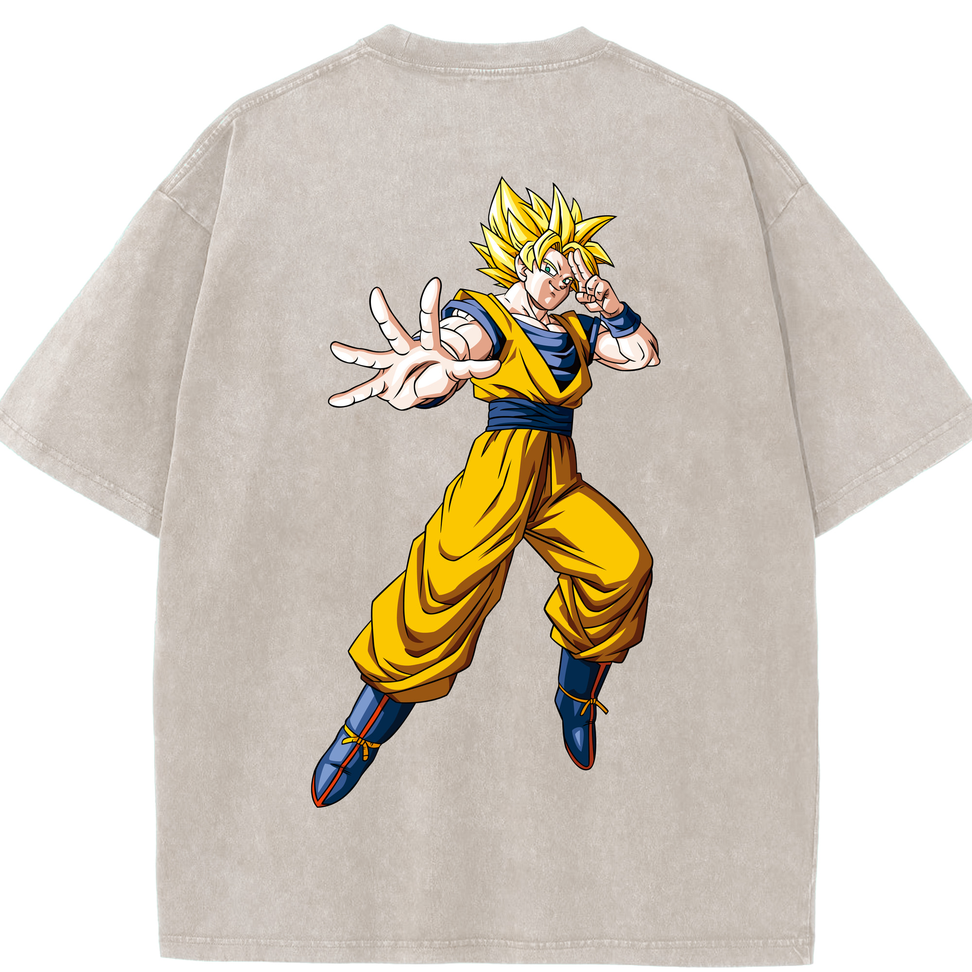 （画像用） ドラゴンボール 孫悟空（そん ごくう）Son Goku カカロット DRAGON BALL Kakarotto 綿100% ヴィンテージ風 半袖Tシャツ（背面プリント）