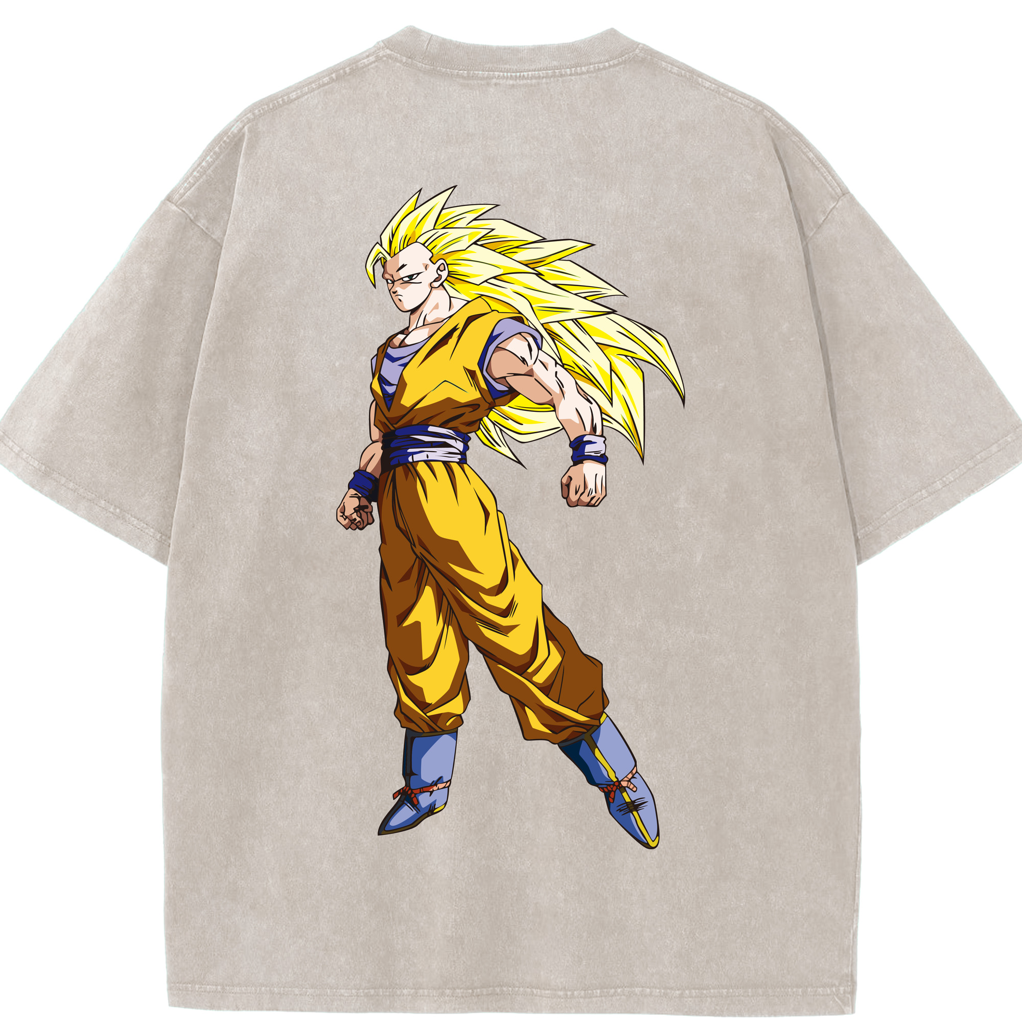 （画像用） ドラゴンボール 孫悟空（そん ごくう）Son Goku カカロット DRAGON BALL Kakarotto 綿100% ヴィンテージ風 半袖Tシャツ（背面プリント）