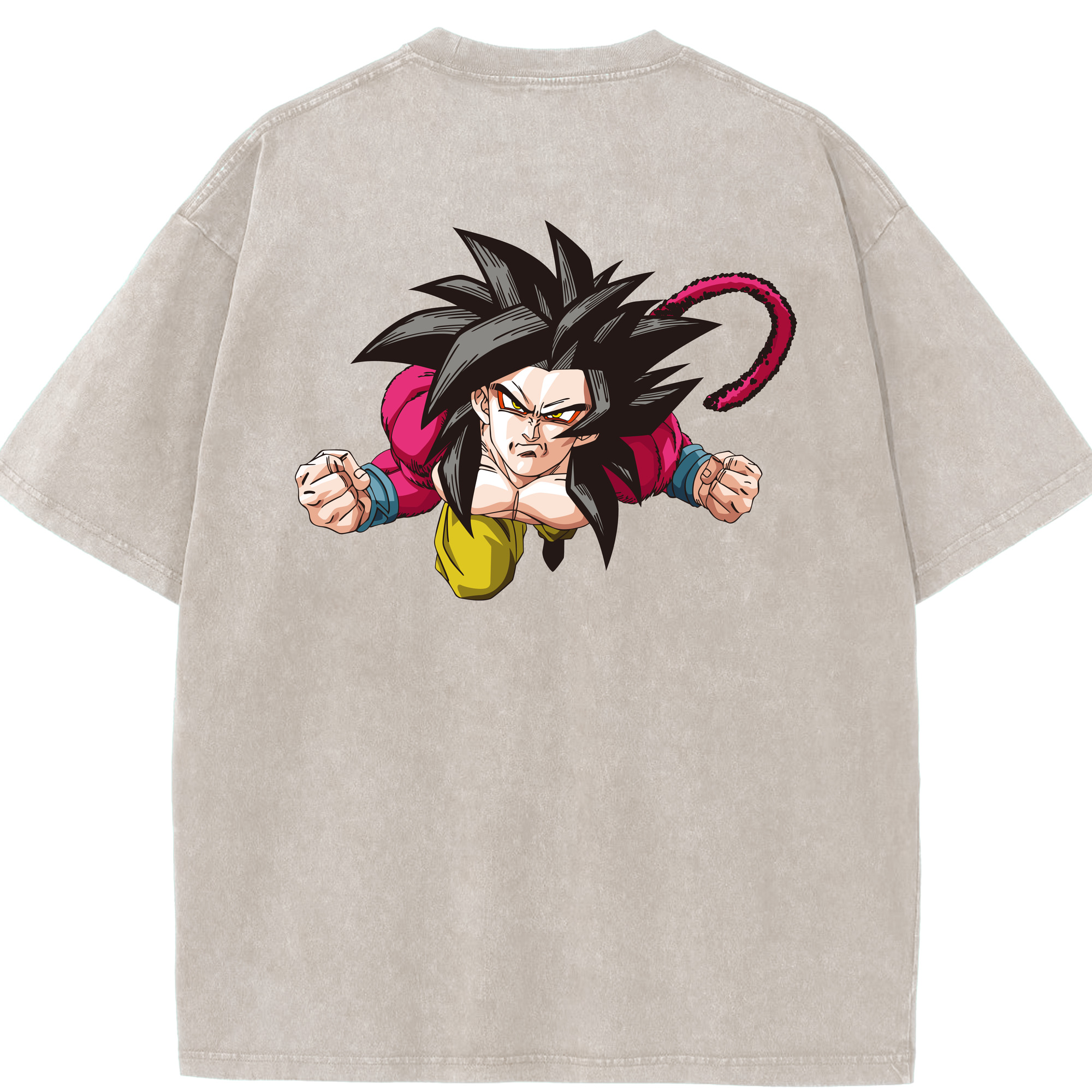 （画像用） ドラゴンボール 孫悟空（そん ごくう）Son Goku カカロット DRAGON BALL Kakarotto 綿100% ヴィンテージ風 半袖Tシャツ（背面プリント）