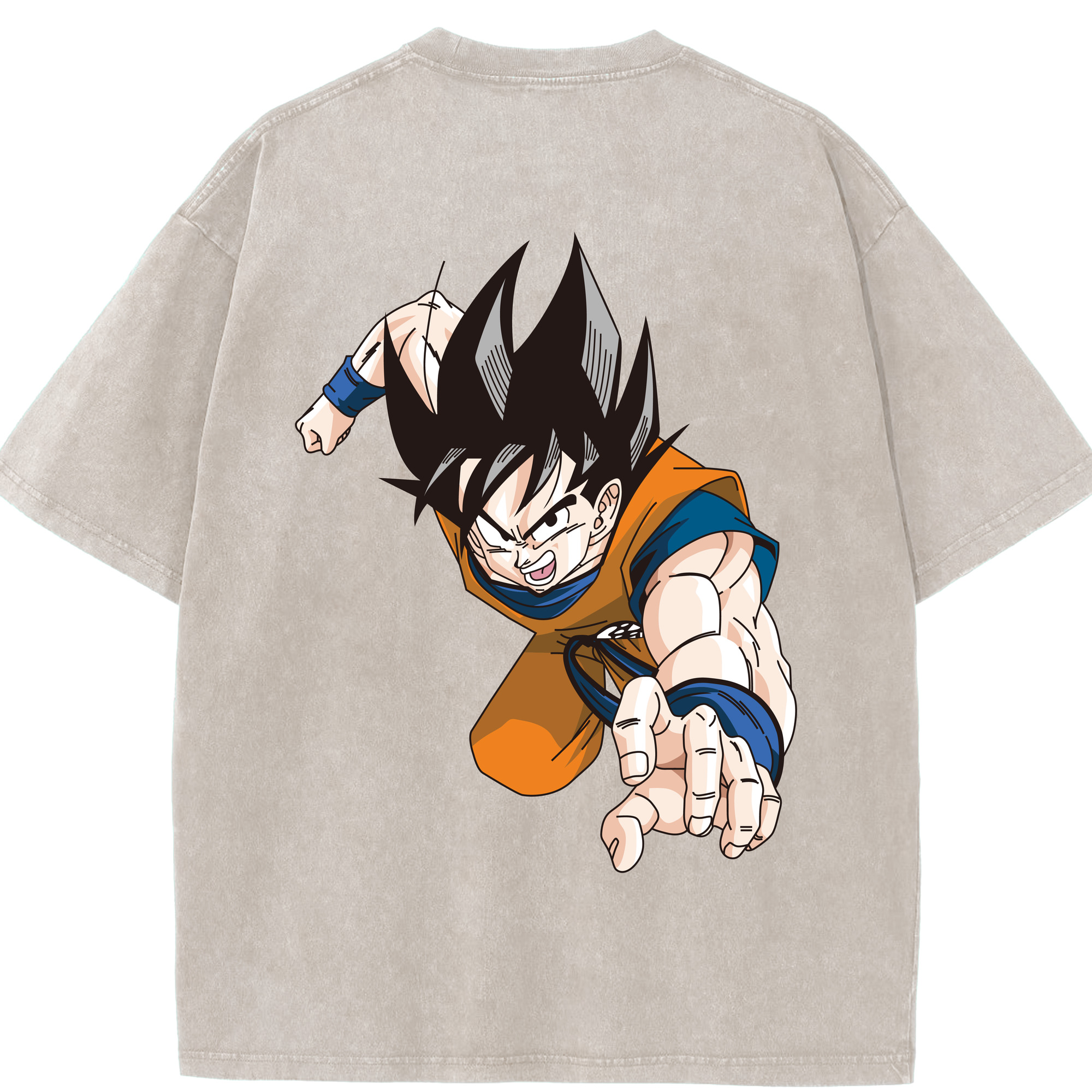 （画像用） ドラゴンボール 孫悟空（そん ごくう）Son Goku カカロット DRAGON BALL Kakarotto 綿100% ヴィンテージ風 半袖Tシャツ（背面プリント）