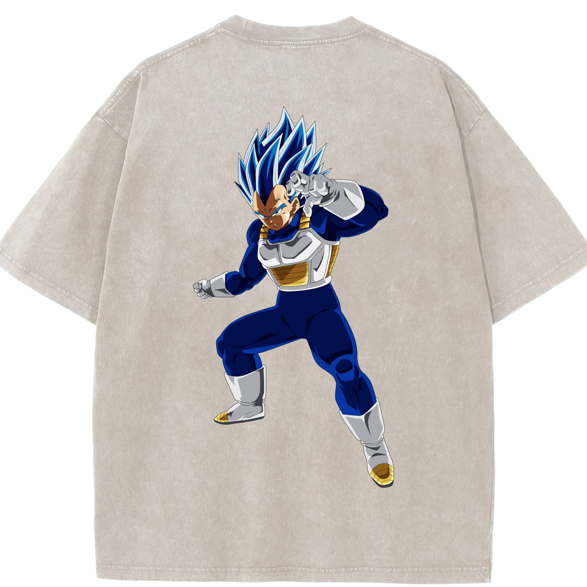 （画像用） ドラゴンボール ベジータ四世（Bejīta Yonsei）DRAGON BALL Vegeta IV 綿100% ヴィンテージ風 半袖Tシャツ（背面プリント）