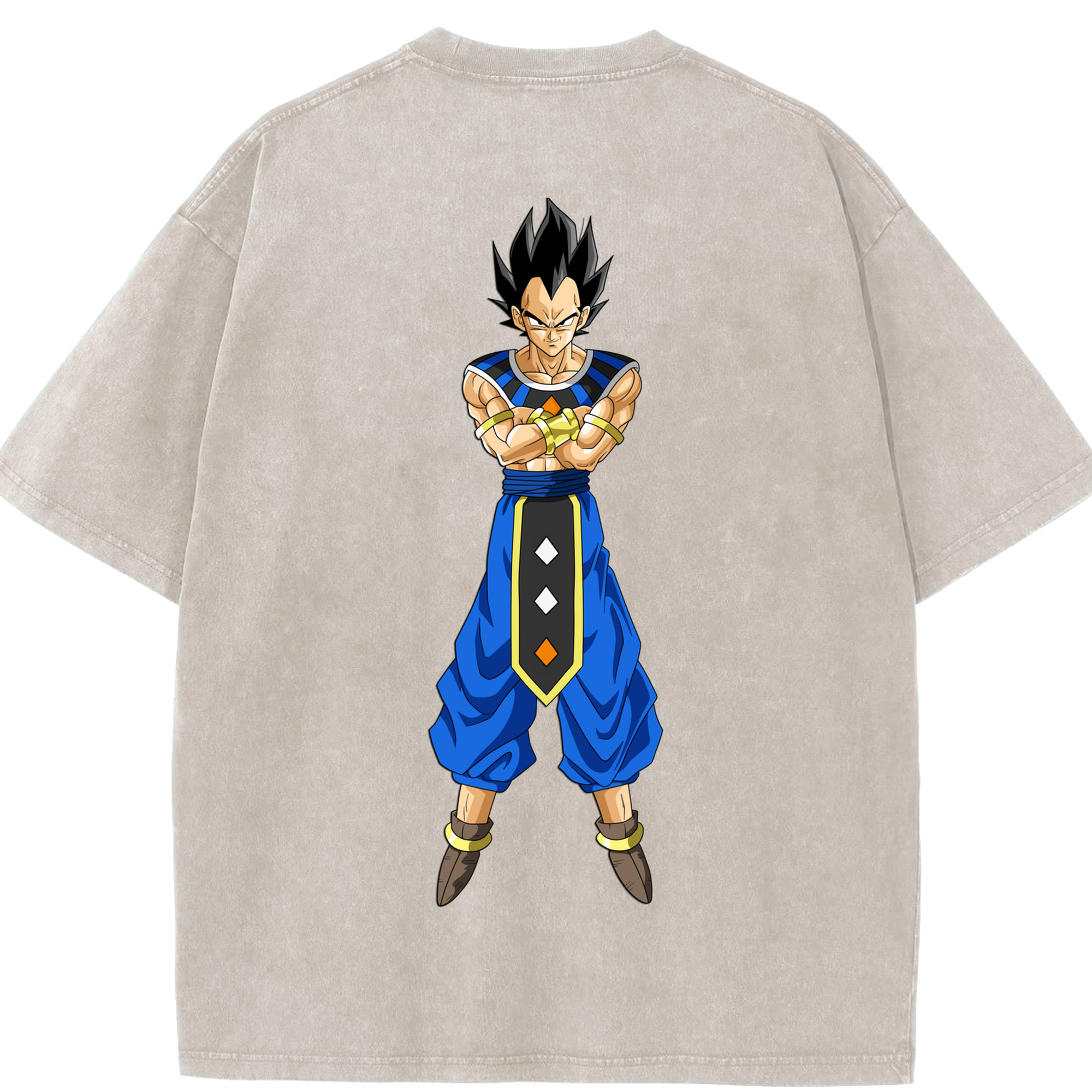 （画像用） ドラゴンボール ベジータ四世（Bejīta Yonsei）DRAGON BALL Vegeta IV 綿100% ヴィンテージ風 半袖Tシャツ（背面プリント）