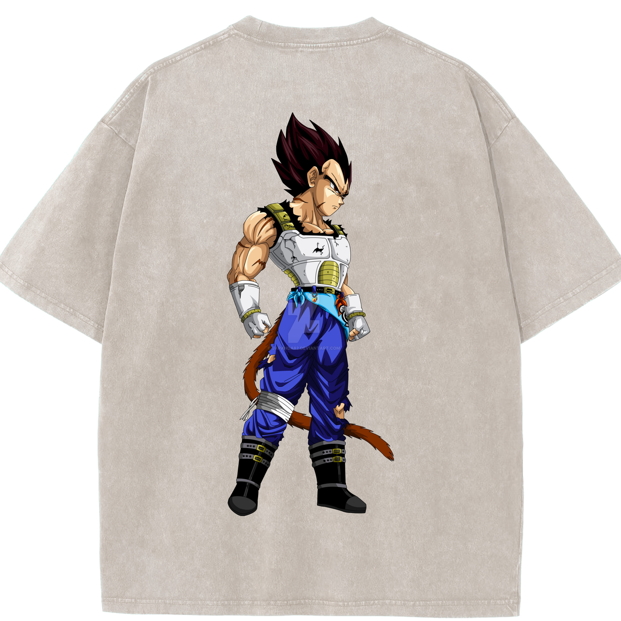 （画像用） ドラゴンボール ベジータ四世（Bejīta Yonsei）DRAGON BALL Vegeta IV 綿100% ヴィンテージ風 半袖Tシャツ（背面プリント）