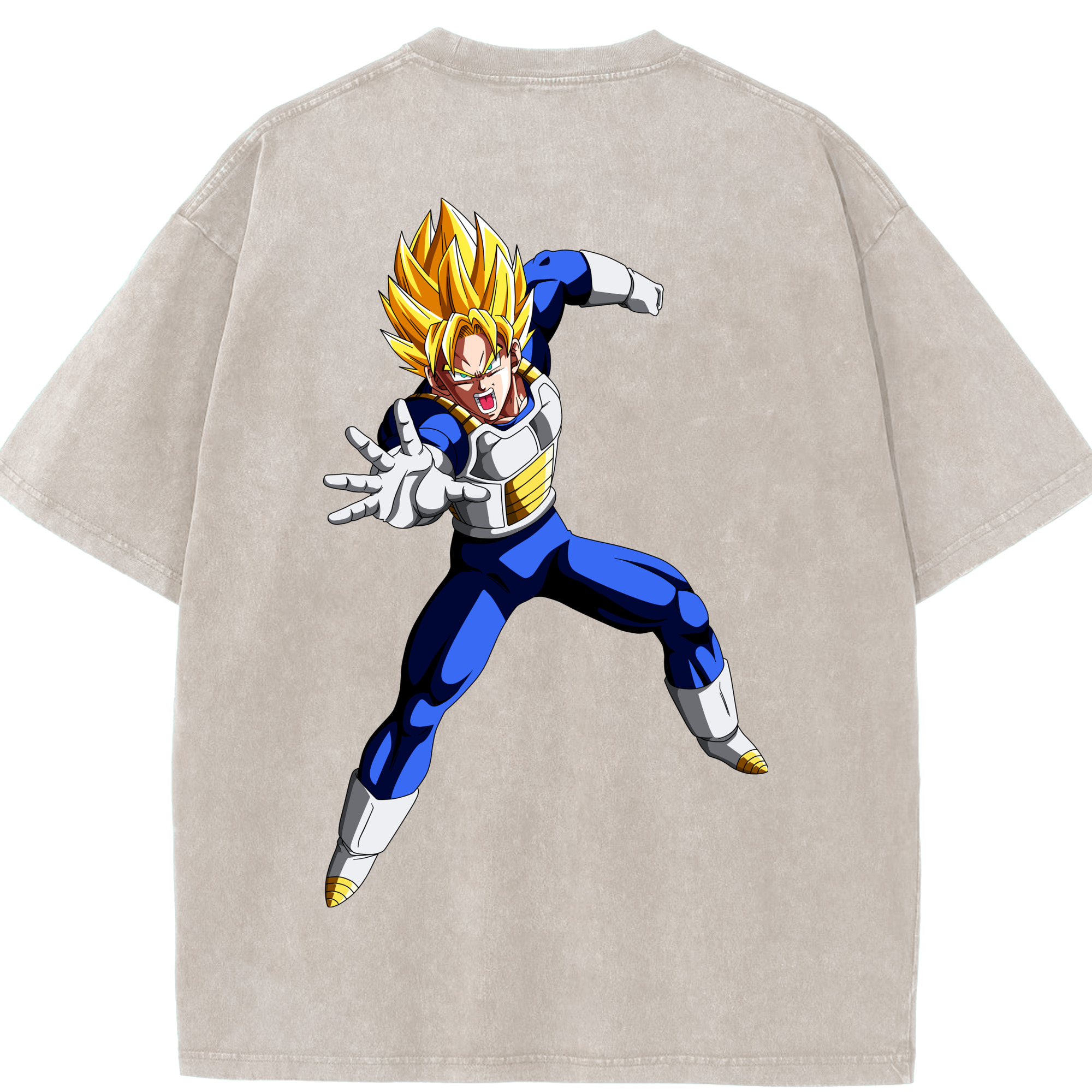 （画像用） ドラゴンボール ベジータ四世（Bejīta Yonsei）DRAGON BALL Vegeta IV 綿100% ヴィンテージ風 半袖Tシャツ（背面プリント）