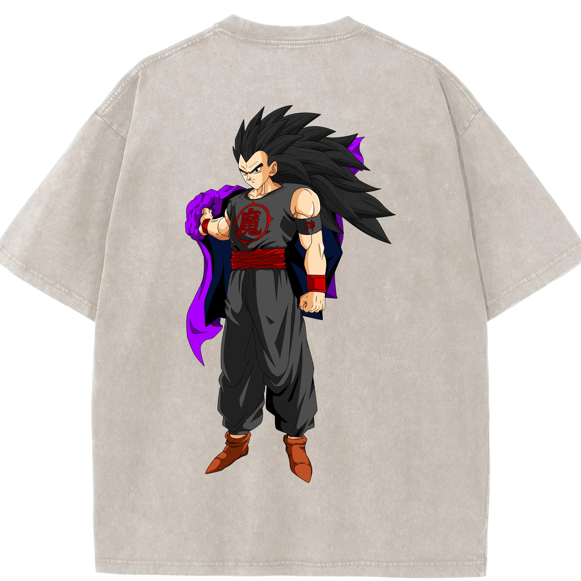 （画像用） ドラゴンボール ベジータ四世（Bejīta Yonsei）DRAGON BALL Vegeta IV 綿100% ヴィンテージ風 半袖Tシャツ（背面プリント）