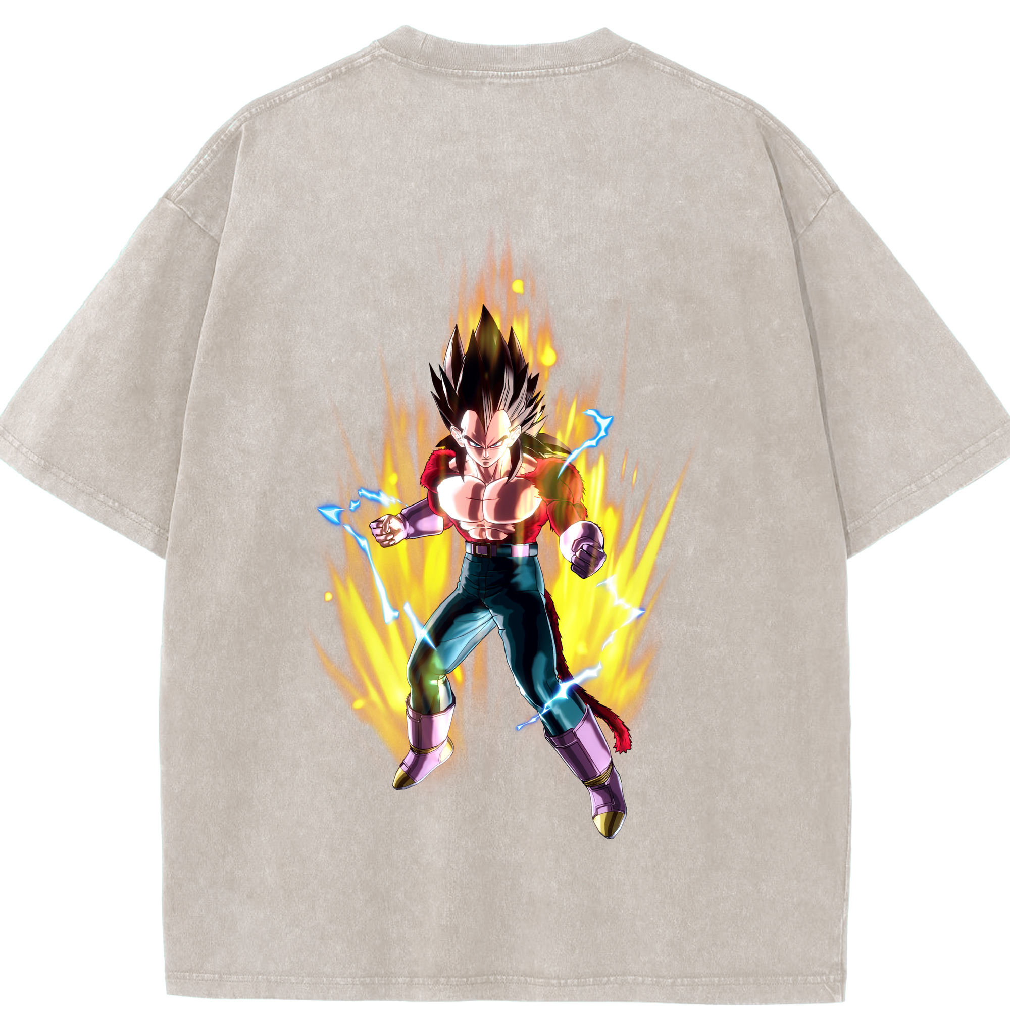 （画像用） ドラゴンボール ベジータ四世（Bejīta Yonsei）DRAGON BALL Vegeta IV 綿100% ヴィンテージ風 半袖Tシャツ（背面プリント）
