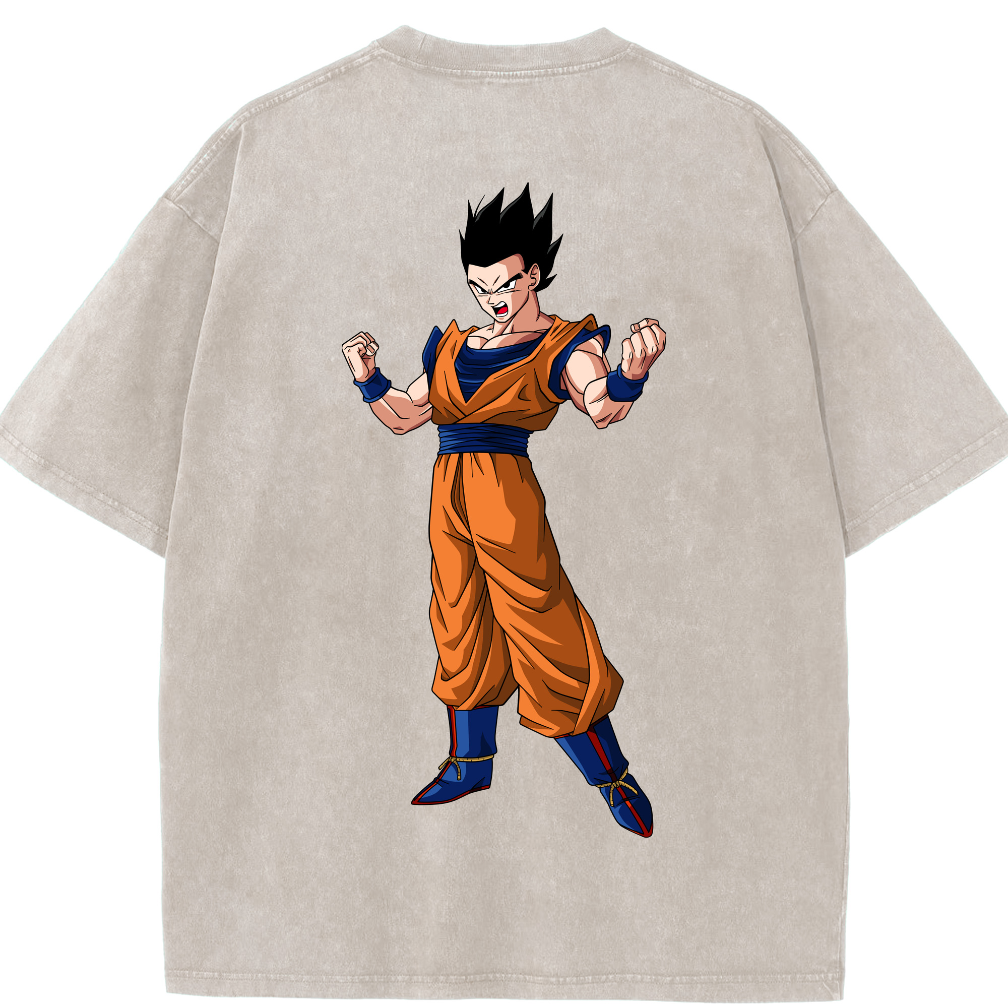 （画像用） ドラゴンボール 孫 悟飯（そんごはん）DRAGON BALL Son Gohan 綿100% ヴィンテージ風 半袖Tシャツ（背面プリント）