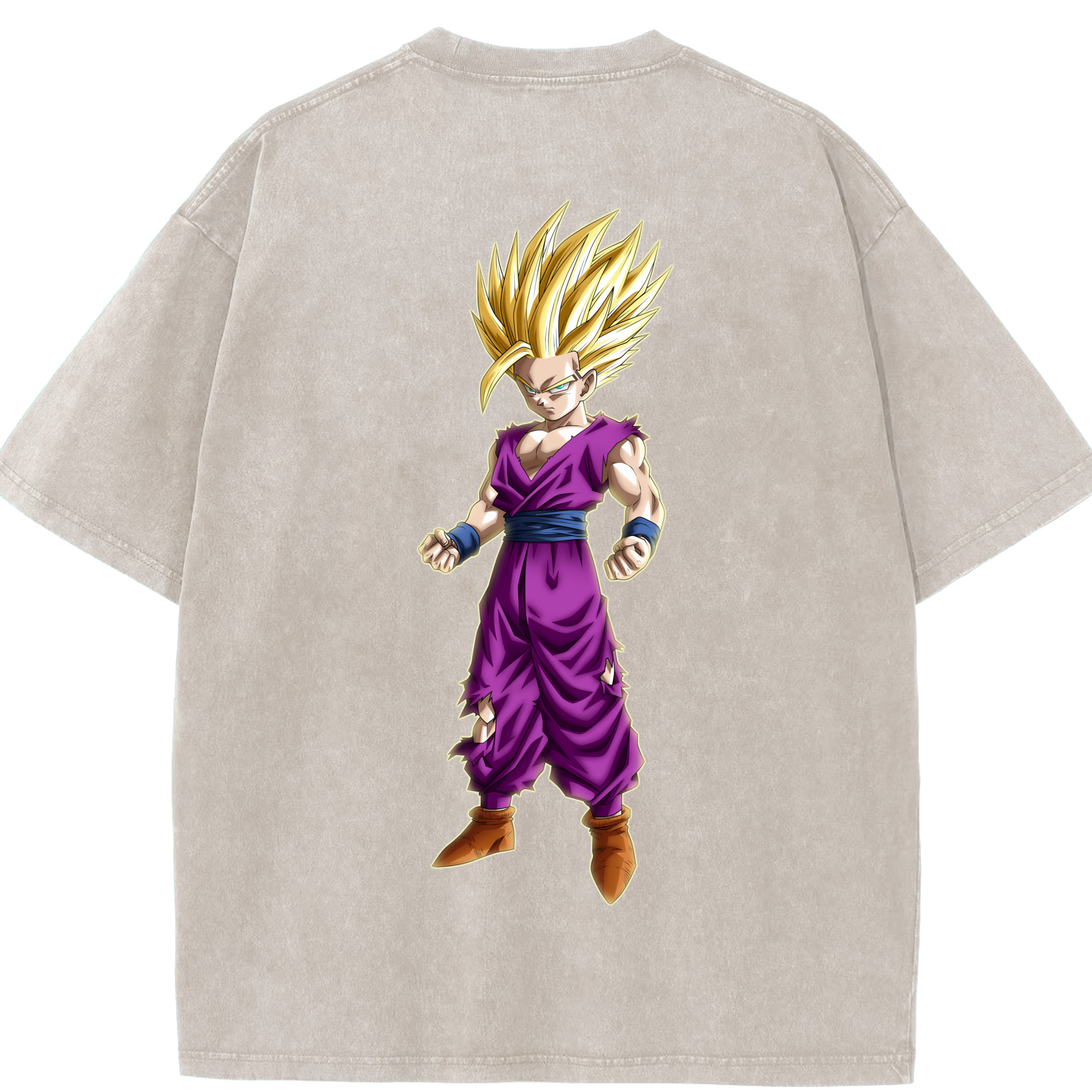 （画像用） ドラゴンボール 孫 悟飯（そんごはん）DRAGON BALL Son Gohan 綿100% ヴィンテージ風 半袖Tシャツ（背面プリント）