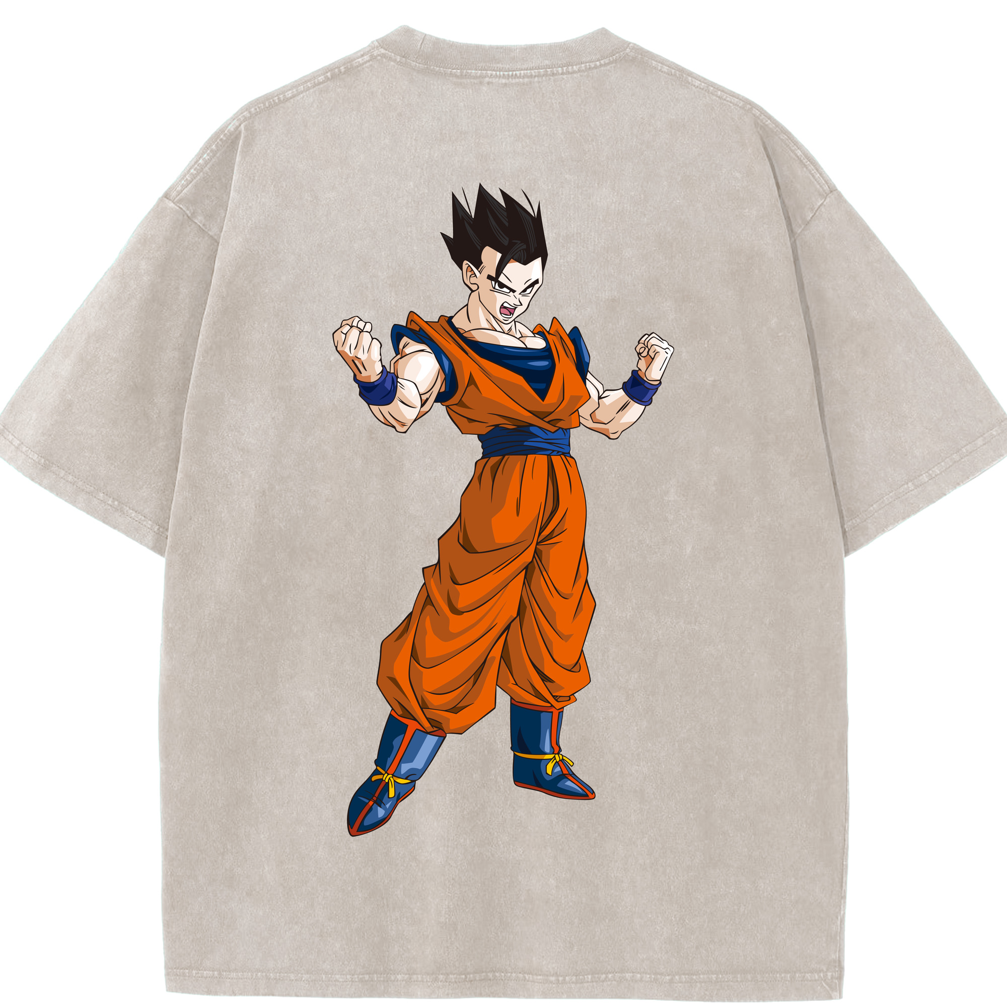 （画像用） ドラゴンボール 孫 悟飯（そんごはん）DRAGON BALL Son Gohan 綿100% ヴィンテージ風 半袖Tシャツ（背面プリント）