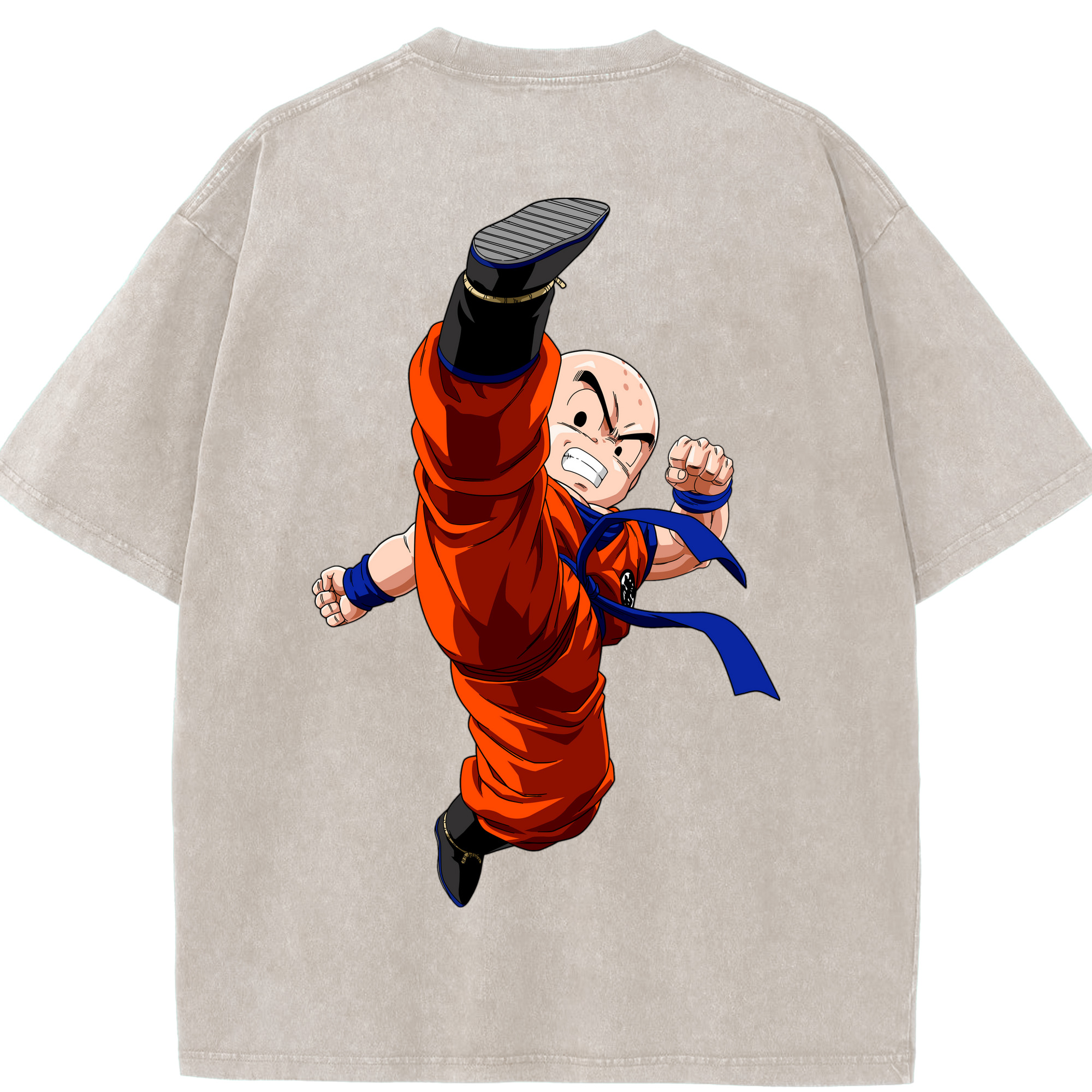 （画像用） ドラゴンボール クリリン DRAGON BALL krillin 綿100% ヴィンテージ風 半袖Tシャツ（背面プリント）