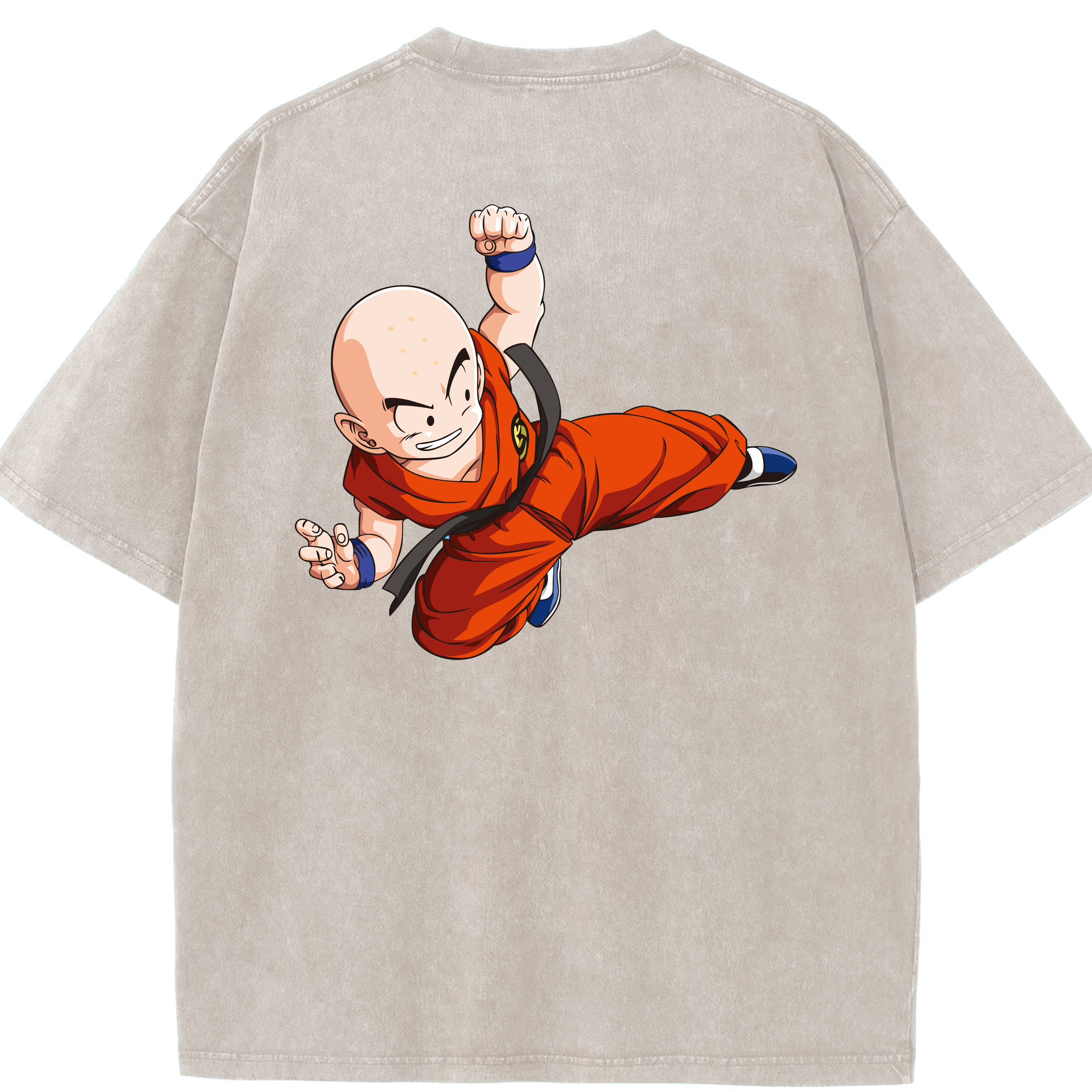 （画像用） ドラゴンボール クリリン DRAGON BALL krillin 綿100% ヴィンテージ風 半袖Tシャツ（背面プリント）