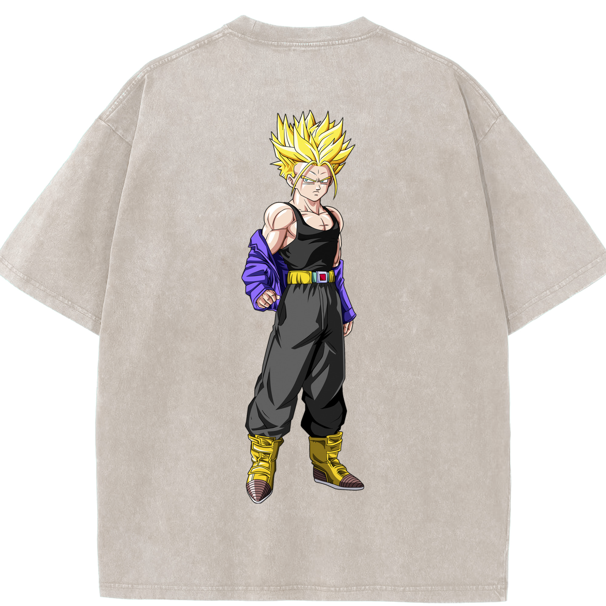 （画像用） ドラゴンボール トランクス（Torankusu）DRAGON BALL Trunks 綿100% ヴィンテージ風 半袖Tシャツ（背面プリント）