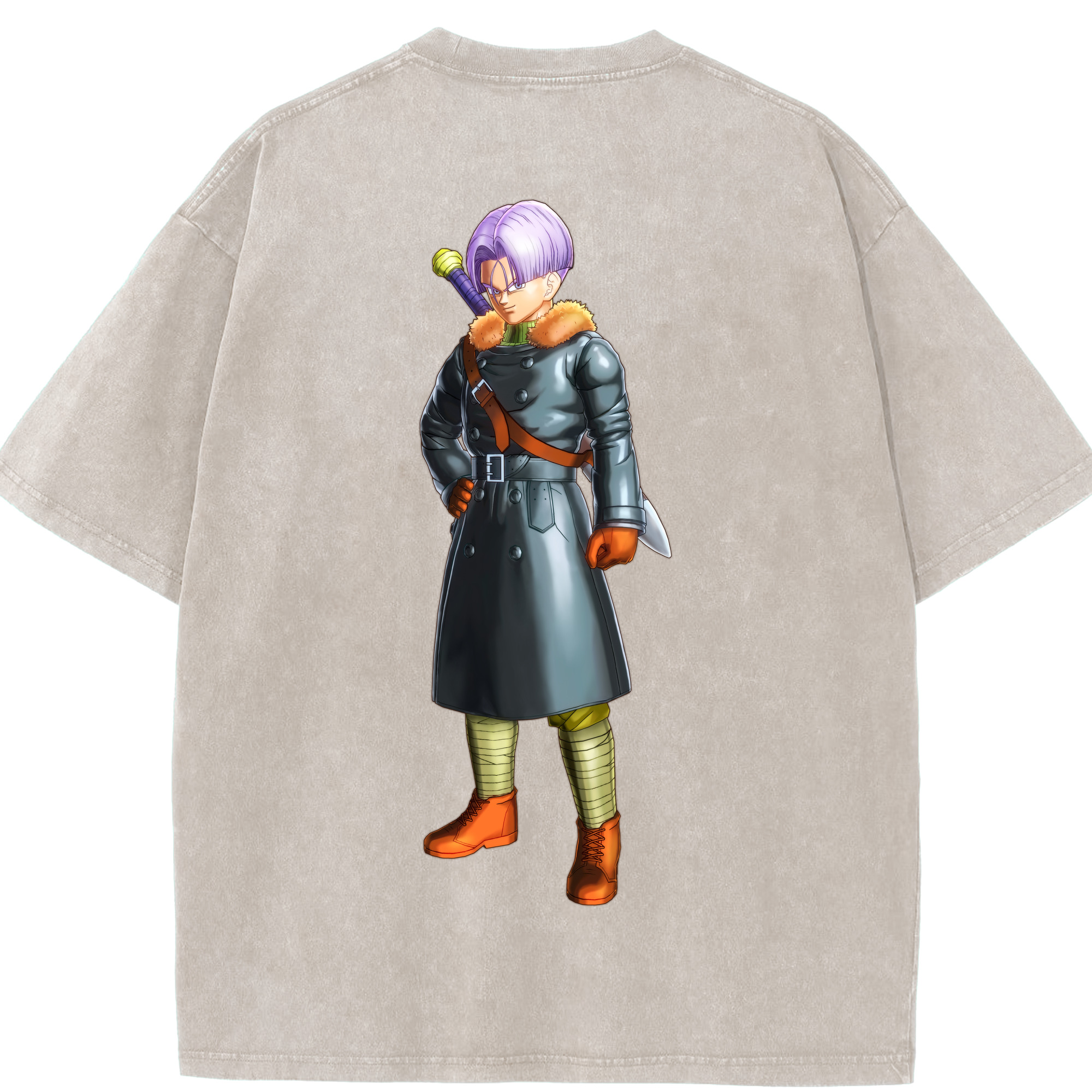 （画像用） ドラゴンボール トランクス（Torankusu）DRAGON BALL Trunks 綿100% ヴィンテージ風 半袖Tシャツ（背面プリント）