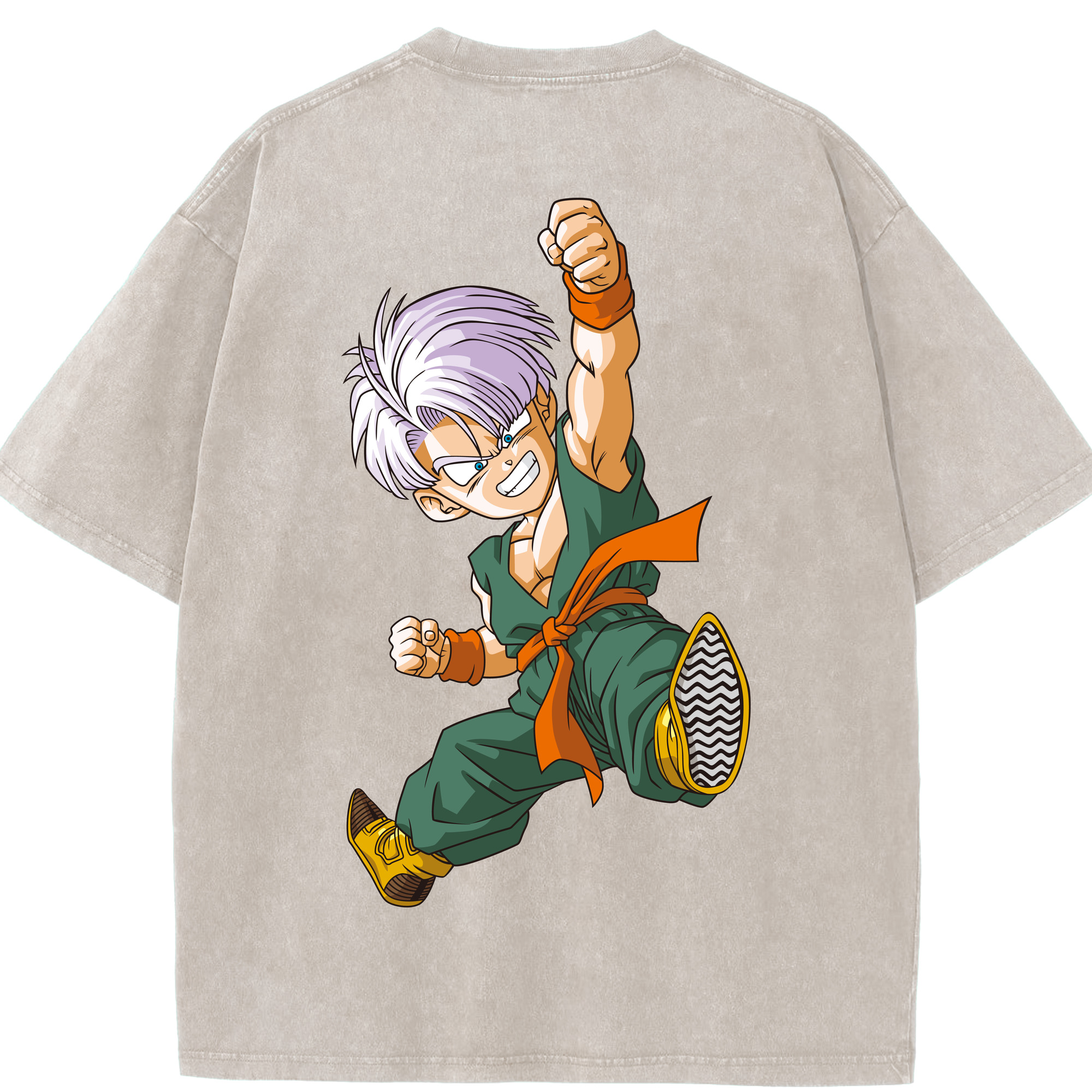 （画像用） ドラゴンボール トランクス（Torankusu）DRAGON BALL Trunks 綿100% ヴィンテージ風 半袖Tシャツ（背面プリント）