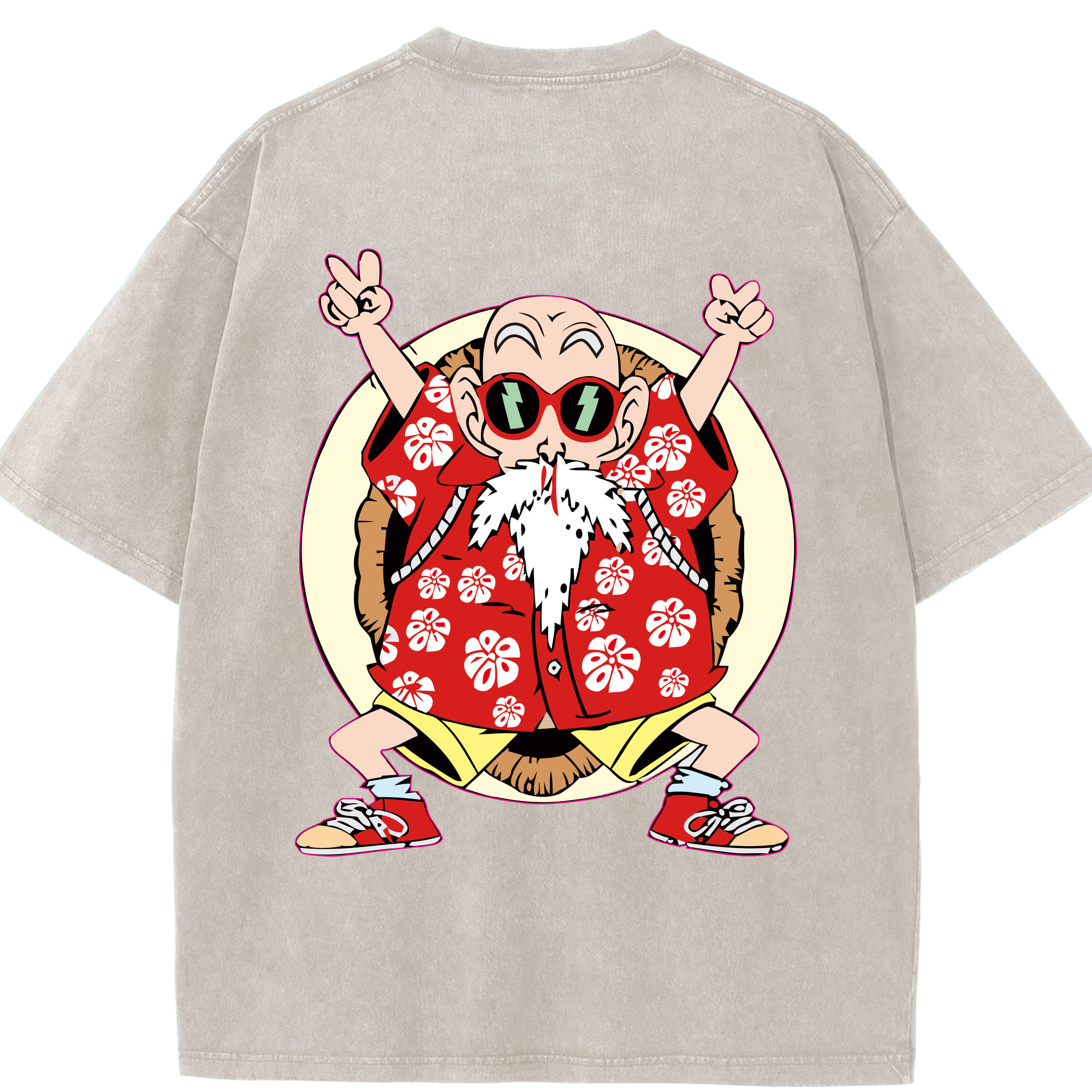 （画像用） ドラゴンボール 亀仙人（かめせんにん） DRAGON BALL Master Roshi Kame Sennin 綿100% ヴィンテージ風 半袖Tシャツ（背面プリント）