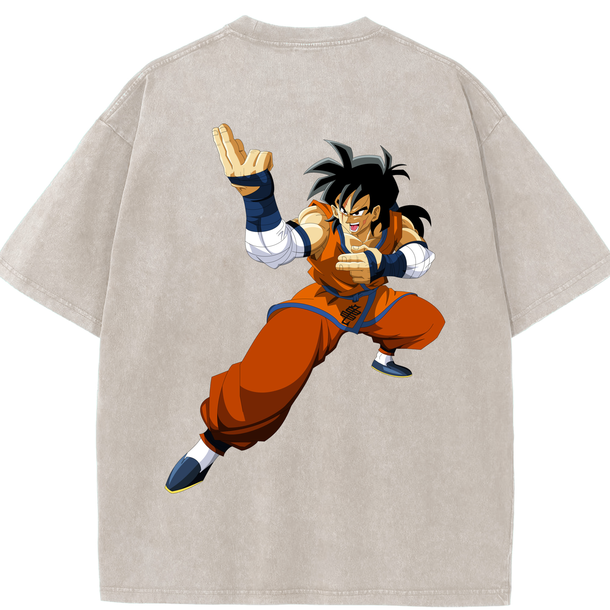 （画像用） ドラゴンボール ヤムチャ DRAGON BALL Yamcha 綿100% ヴィンテージ風 半袖Tシャツ（背面プリント）