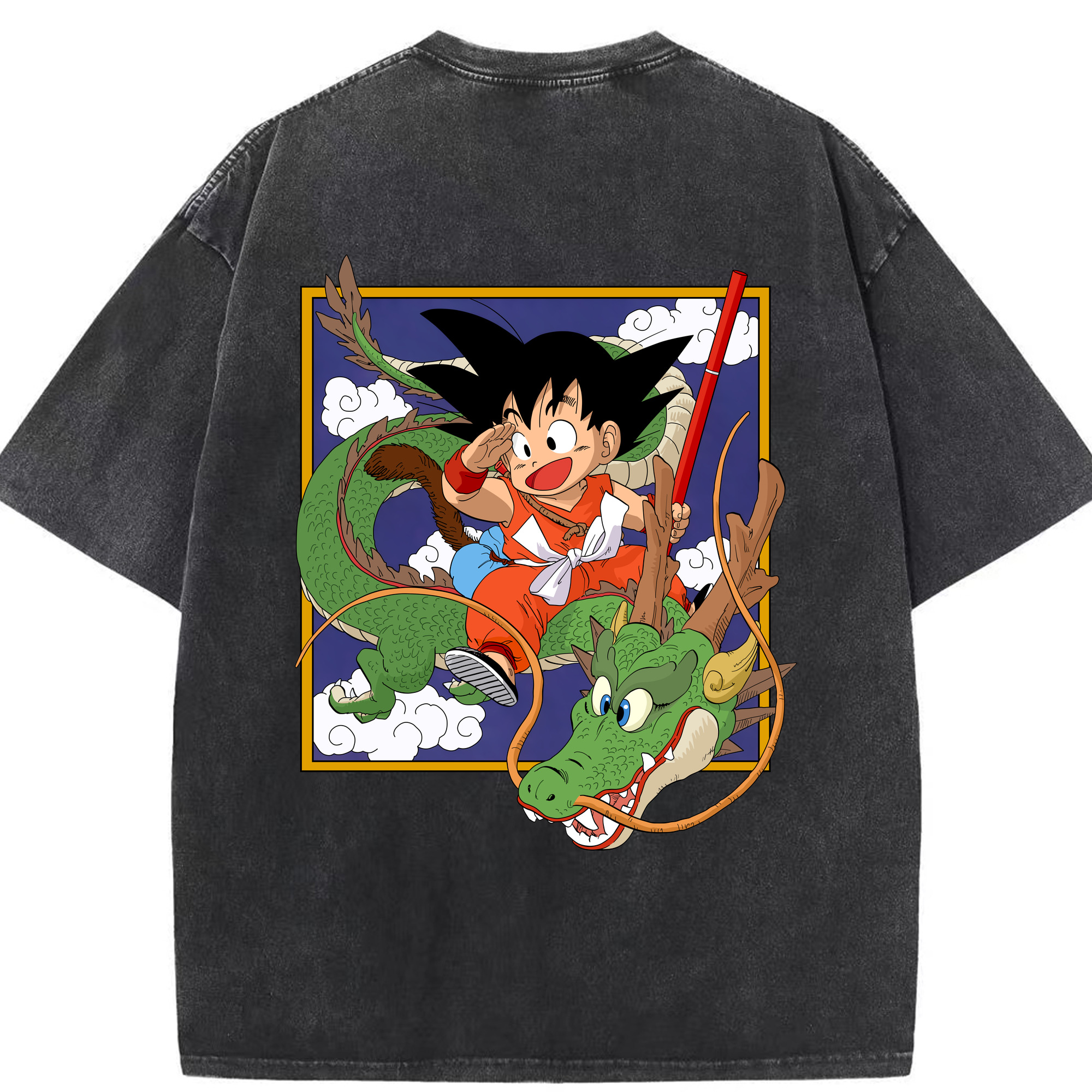 （画像用） ドラゴンボール 孫悟空（そん ごくう）Son Goku カカロット DRAGON BALL Kakarotto 綿100% ヴィンテージ風 半袖Tシャツ（背面プリント）