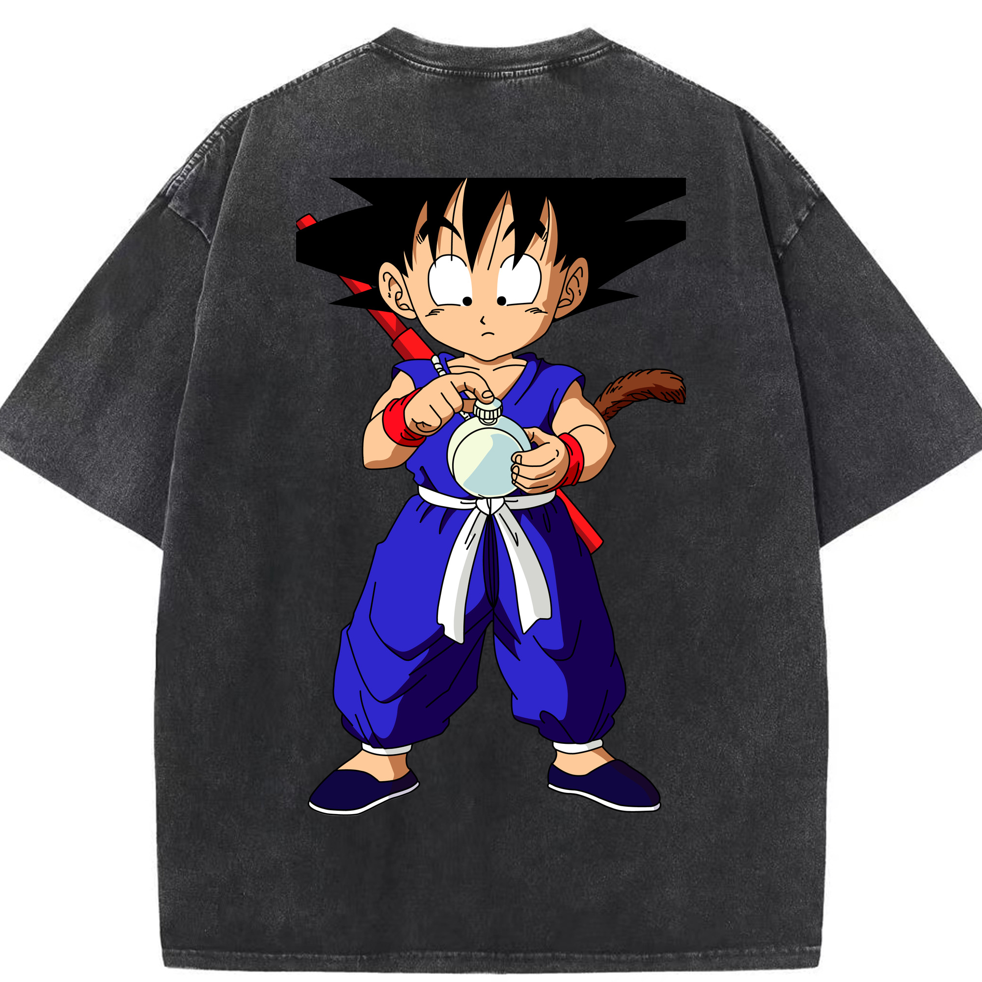 （画像用） ドラゴンボール 孫悟空（そん ごくう）Son Goku カカロット DRAGON BALL Kakarotto 綿100% ヴィンテージ風 半袖Tシャツ（背面プリント）