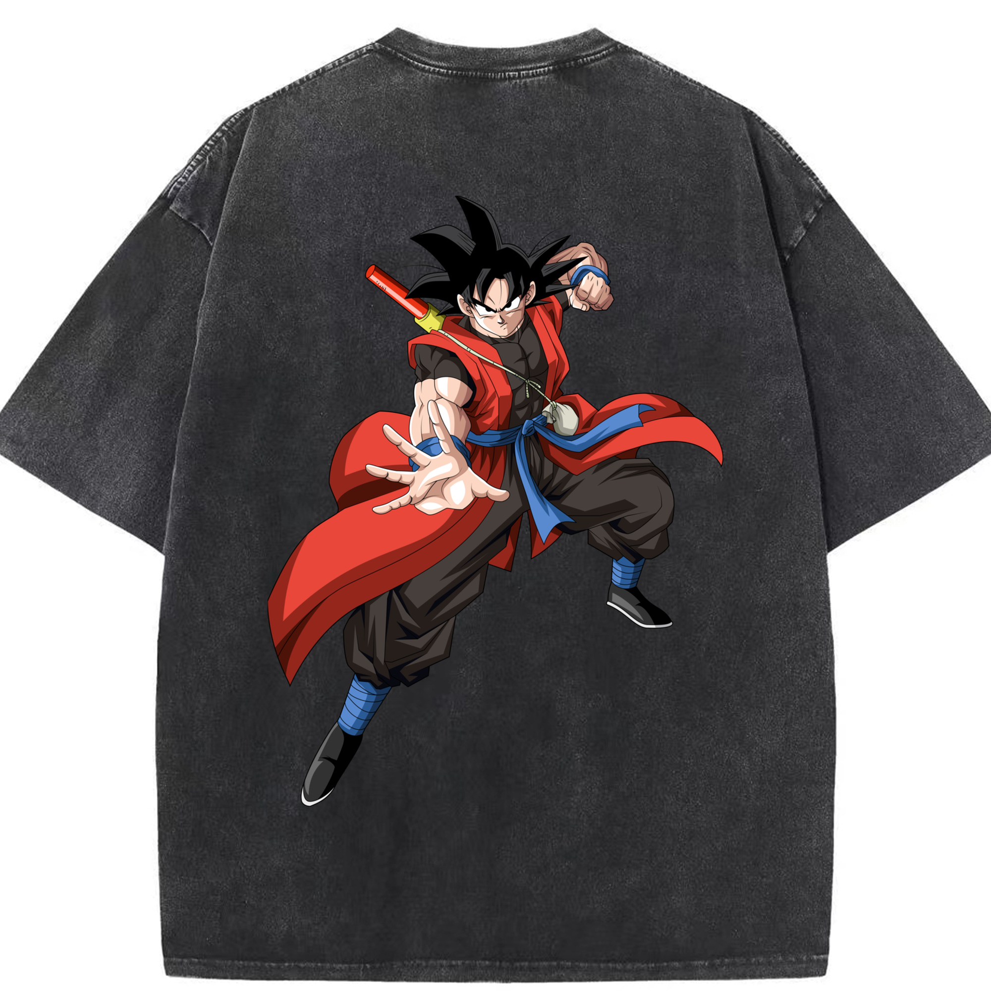 （画像用） ドラゴンボール 孫悟空（そん ごくう）Son Goku カカロット DRAGON BALL Kakarotto 綿100% ヴィンテージ風 半袖Tシャツ（背面プリント）