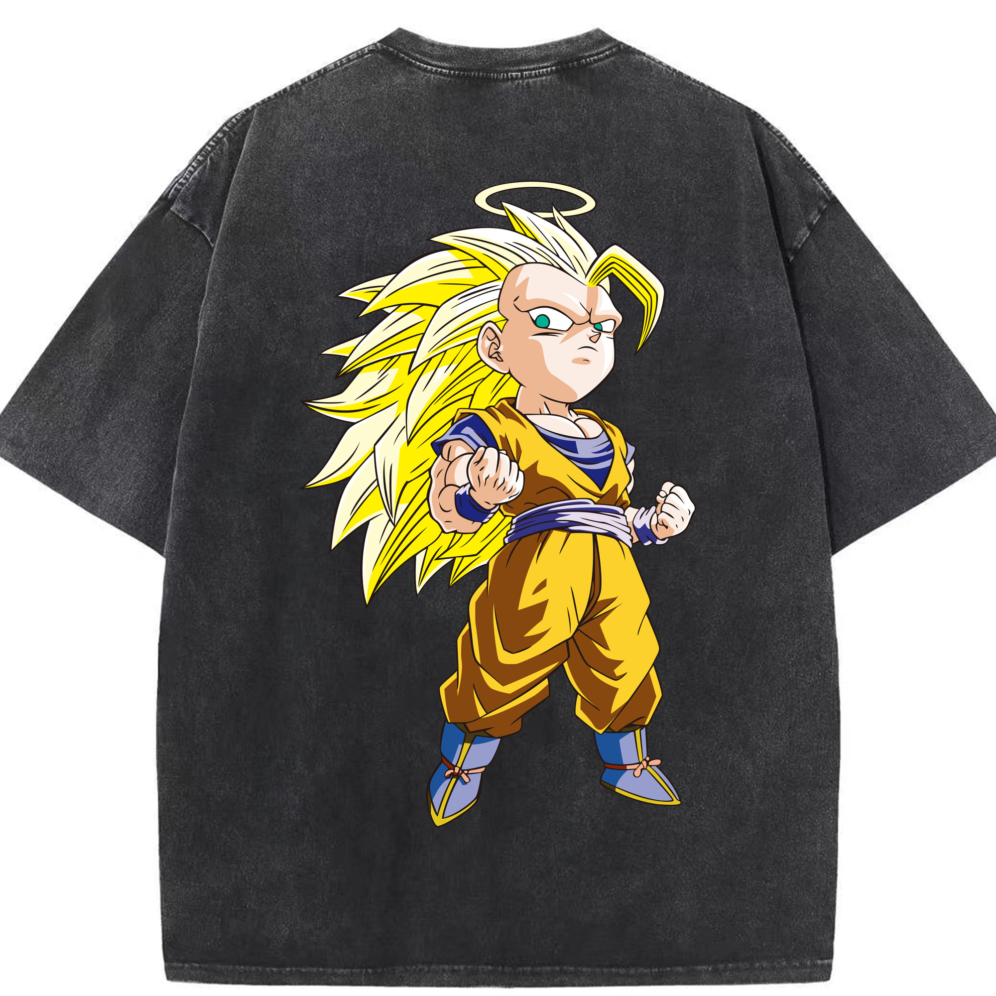 （画像用） ドラゴンボール 孫悟空（そん ごくう）Son Goku カカロット DRAGON BALL Kakarotto 綿100% ヴィンテージ風 半袖Tシャツ（背面プリント）