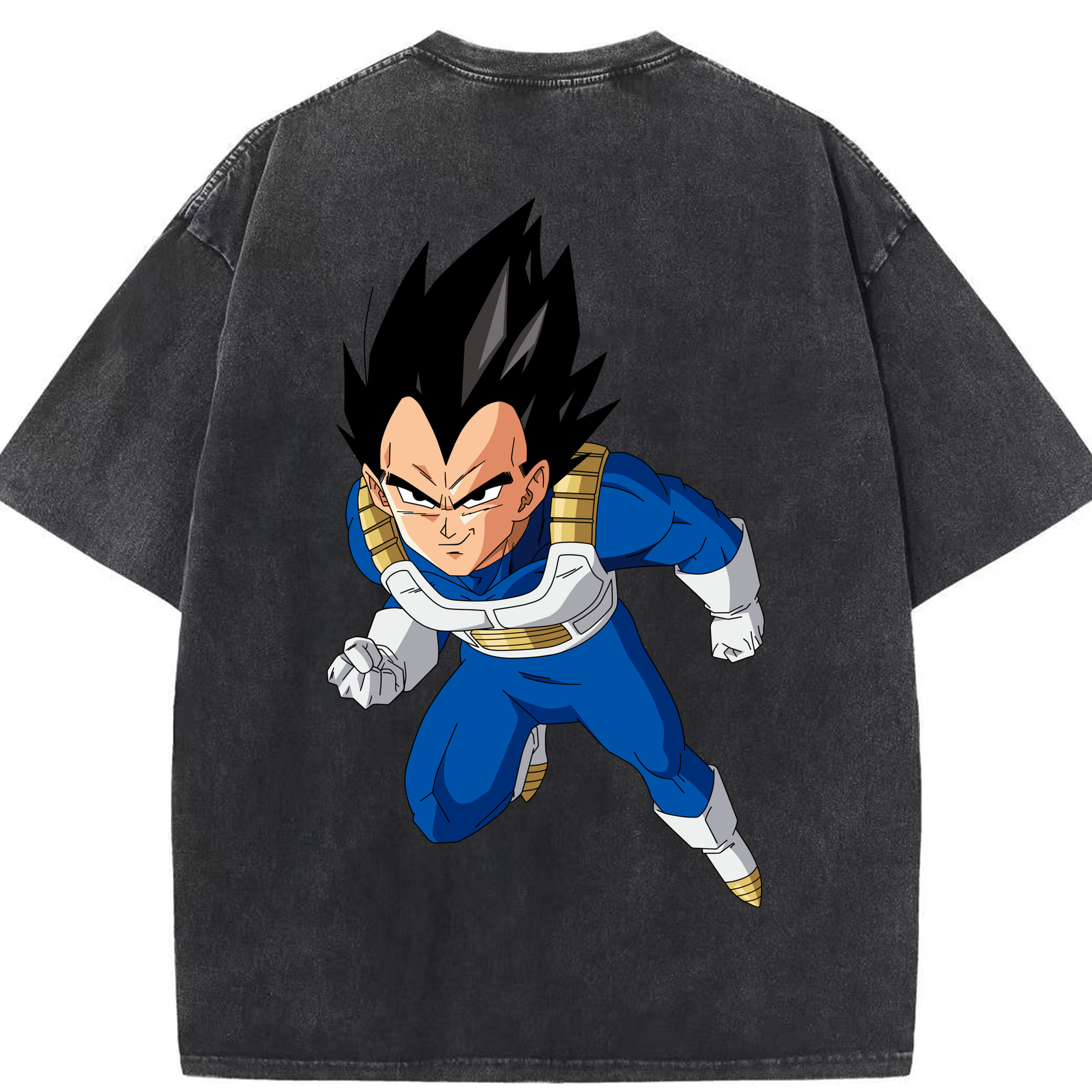 （画像用） ドラゴンボール ベジータ四世（Bejīta Yonsei）DRAGON BALL Vegeta IV 綿100% ヴィンテージ風 半袖Tシャツ（背面プリント）
