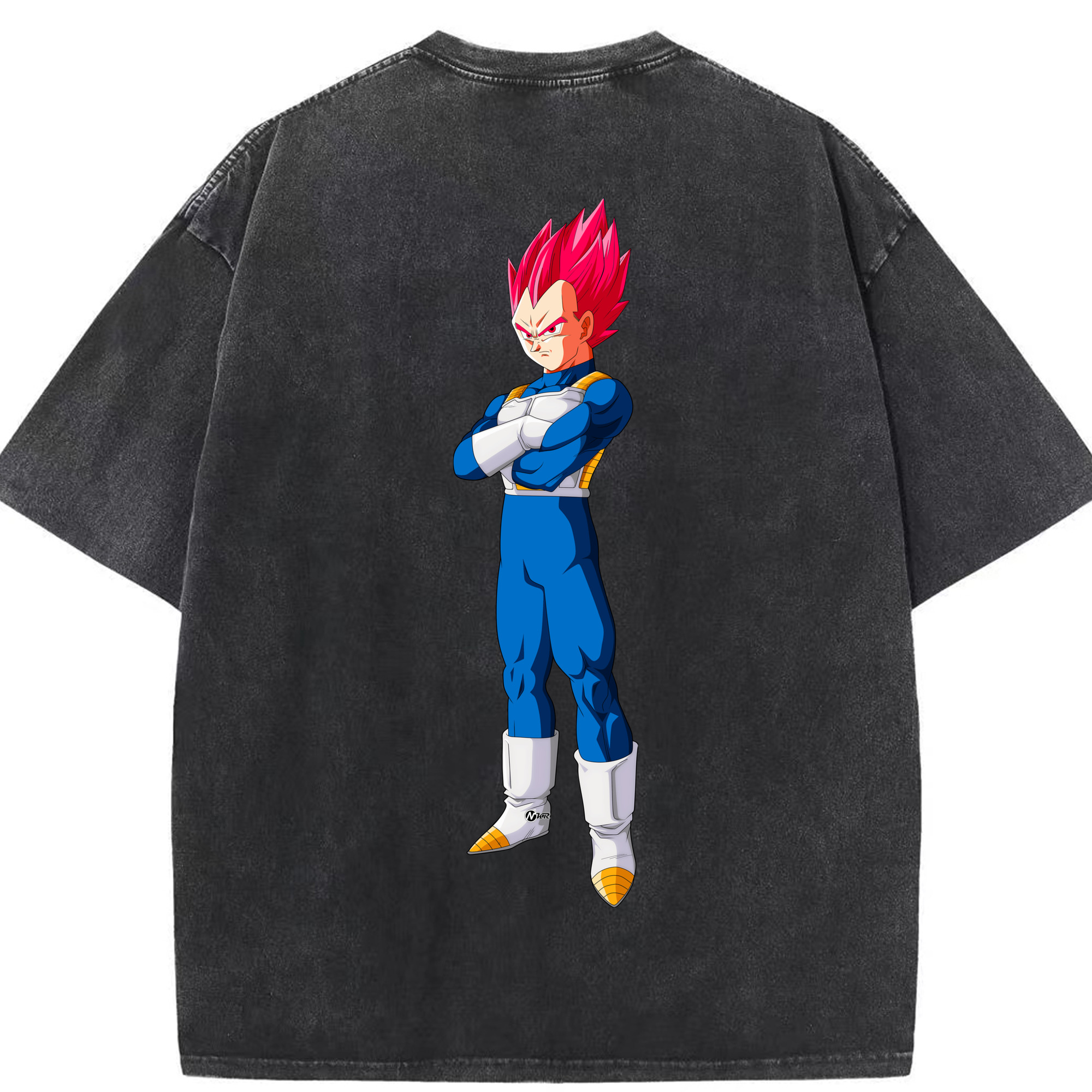 （画像用） ドラゴンボール ベジータ四世（Bejīta Yonsei）DRAGON BALL Vegeta IV 綿100% ヴィンテージ風 半袖Tシャツ（背面プリント）