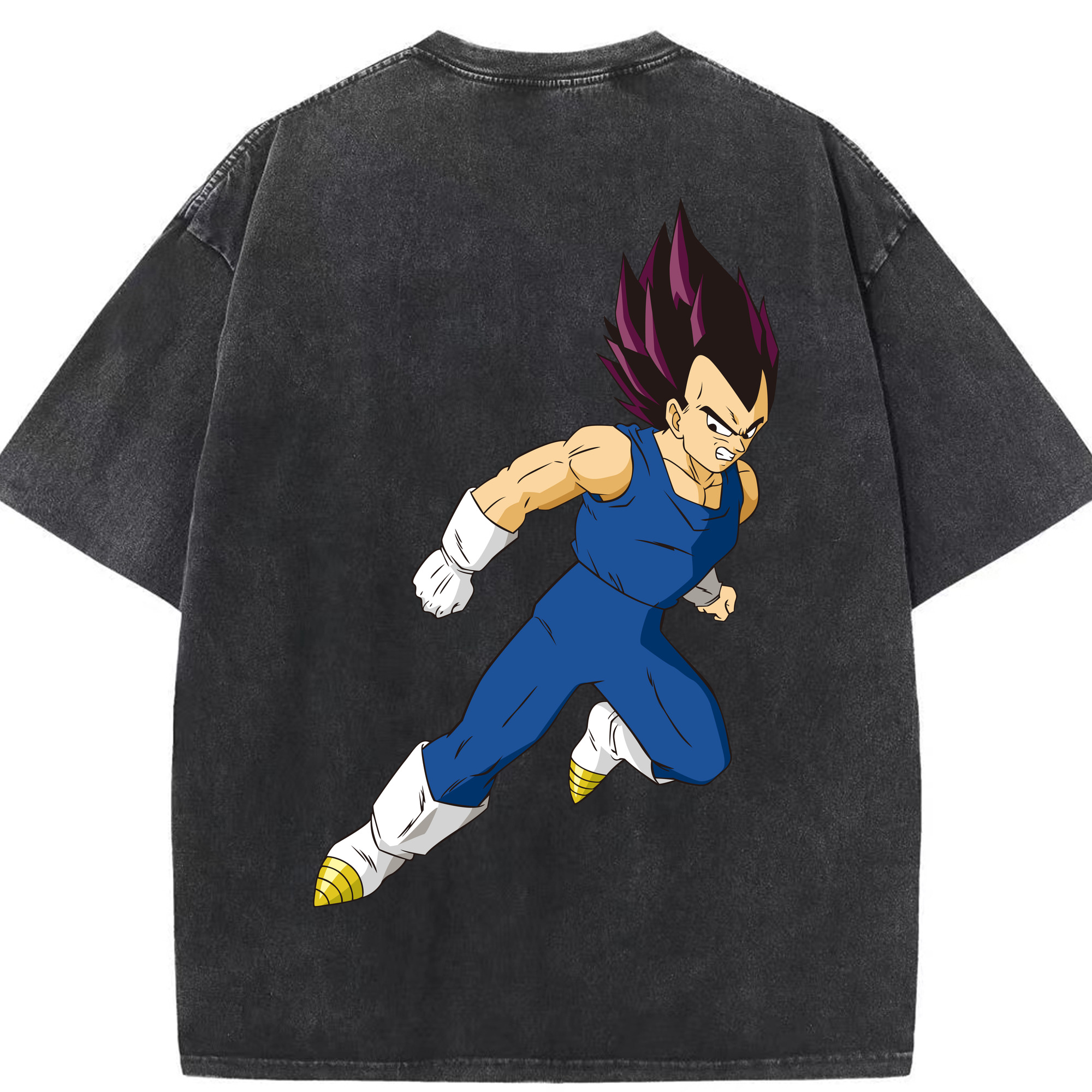 （画像用） ドラゴンボール ベジータ四世（Bejīta Yonsei）DRAGON BALL Vegeta IV 綿100% ヴィンテージ風 半袖Tシャツ（背面プリント）
