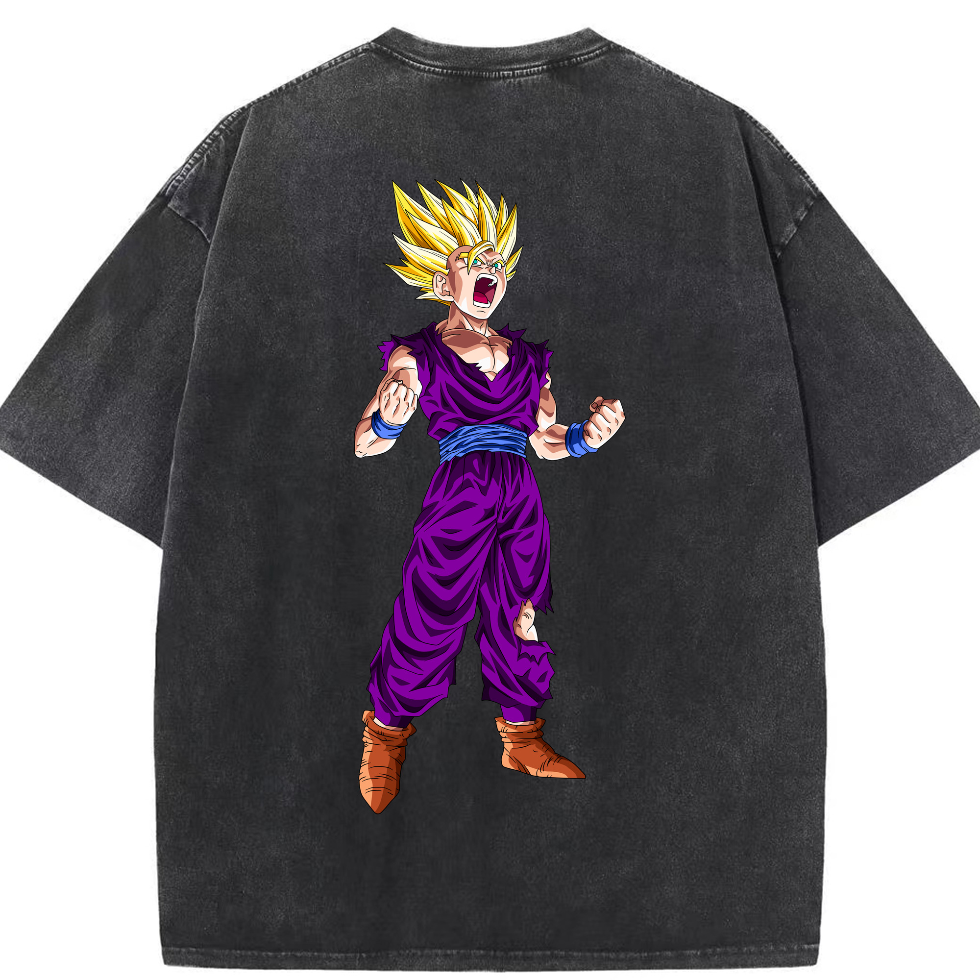 （画像用） ドラゴンボール 孫 悟飯（そんごはん）DRAGON BALL Son Gohan 綿100% ヴィンテージ風 半袖Tシャツ（背面プリント）