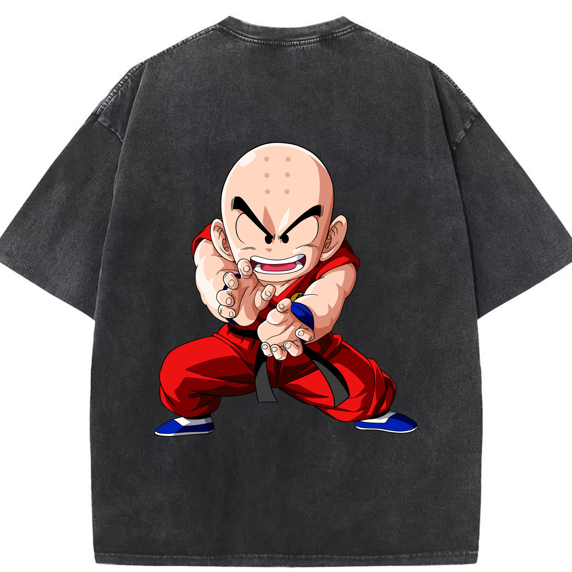 （画像用） ドラゴンボール クリリン DRAGON BALL krillin 綿100% ヴィンテージ風 半袖Tシャツ（背面プリント）