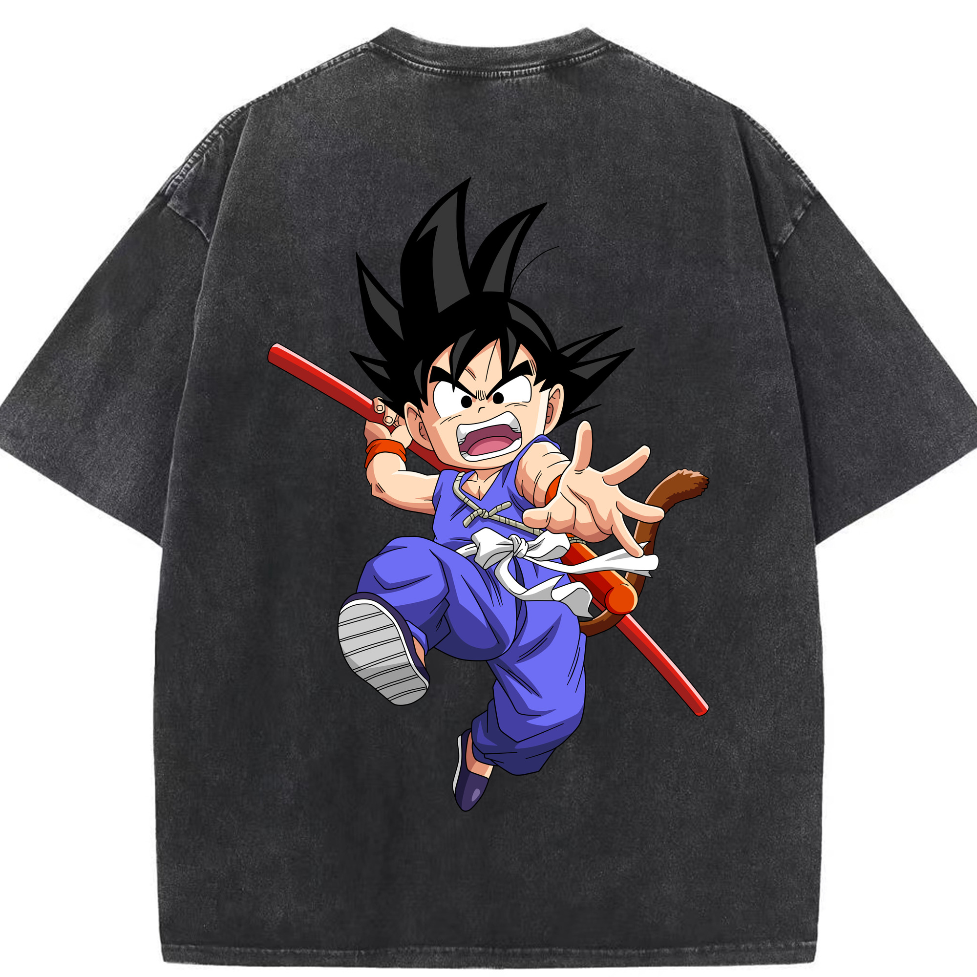 （画像用） ドラゴンボール 孫悟空（そん ごくう）Son Goku カカロット DRAGON BALL Kakarotto 綿100% ヴィンテージ風 半袖Tシャツ（背面プリント）