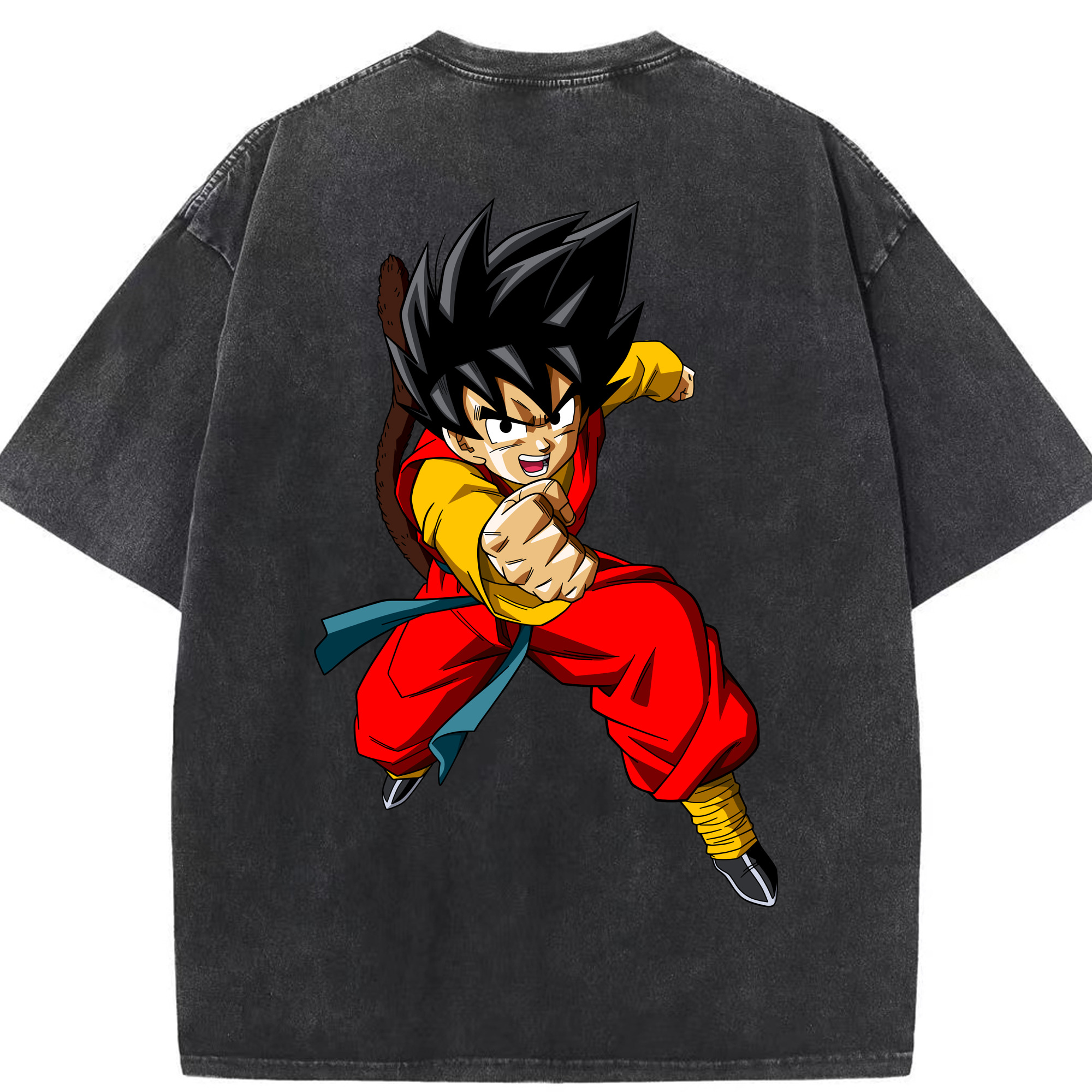 （画像用） ドラゴンボール 孫悟空（そん ごくう）Son Goku カカロット DRAGON BALL Kakarotto 綿100% ヴィンテージ風 半袖Tシャツ（背面プリント）