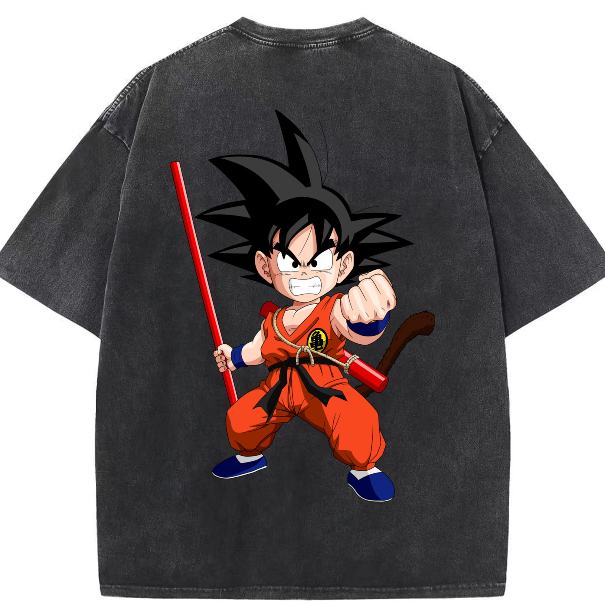 （画像用） ドラゴンボール 孫悟空（そん ごくう）Son Goku カカロット DRAGON BALL Kakarotto 綿100% ヴィンテージ風 半袖Tシャツ（背面プリント）