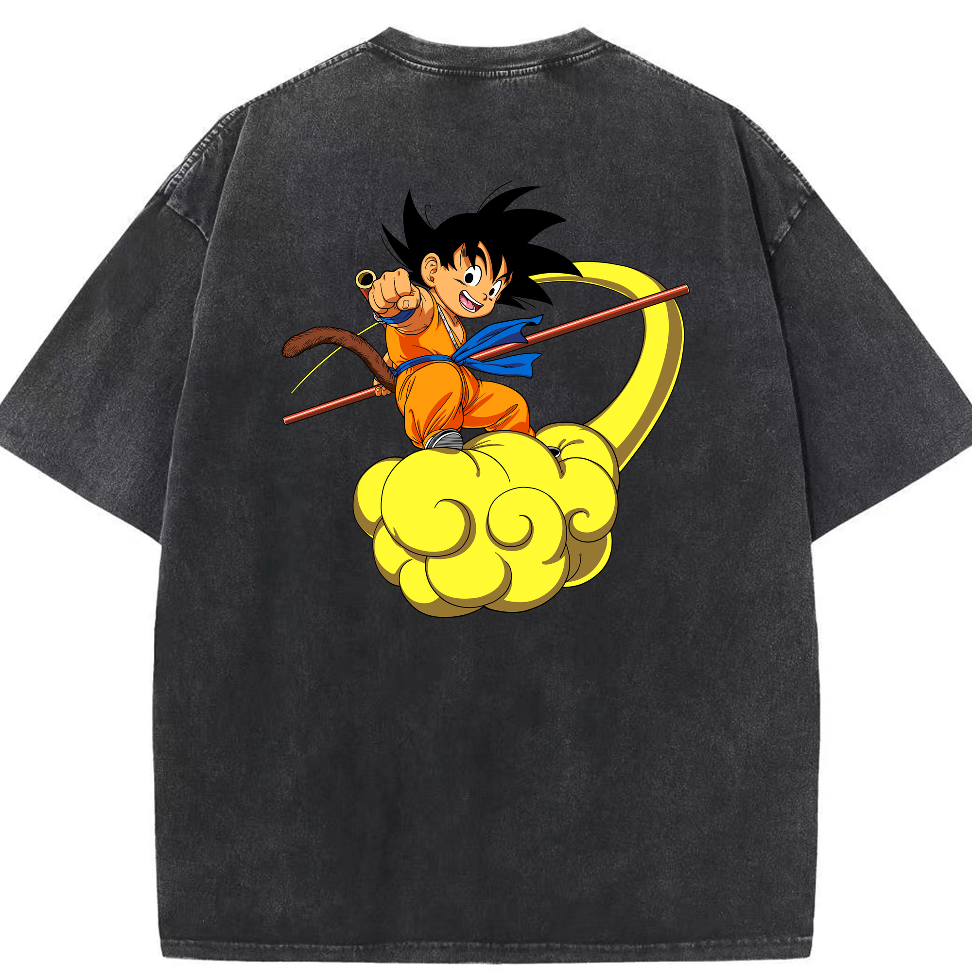 （画像用） ドラゴンボール 孫悟空（そん ごくう）Son Goku カカロット DRAGON BALL Kakarotto 綿100% ヴィンテージ風 半袖Tシャツ（背面プリント）