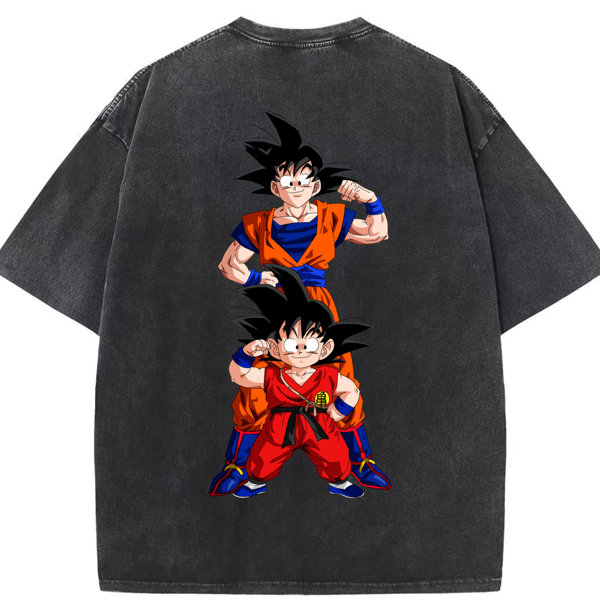 （画像用） ドラゴンボール 孫悟空（そん ごくう）Son Goku カカロット DRAGON BALL Kakarotto 綿100% ヴィンテージ風 半袖Tシャツ（背面プリント）