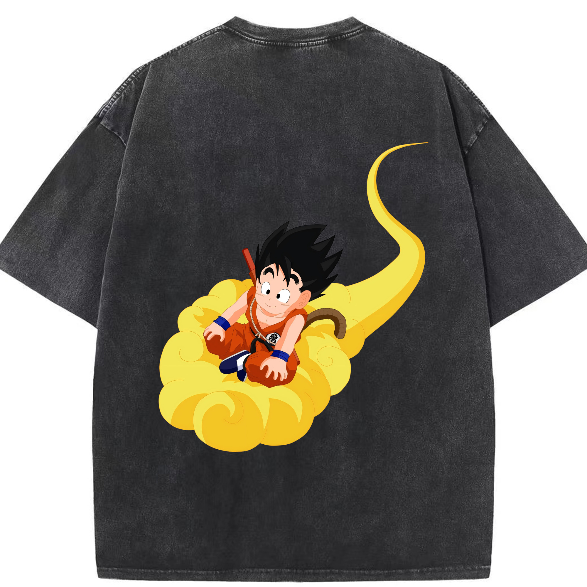 （画像用） ドラゴンボール 孫悟空（そん ごくう）Son Goku カカロット DRAGON BALL Kakarotto 綿100% ヴィンテージ風 半袖Tシャツ（背面プリント）