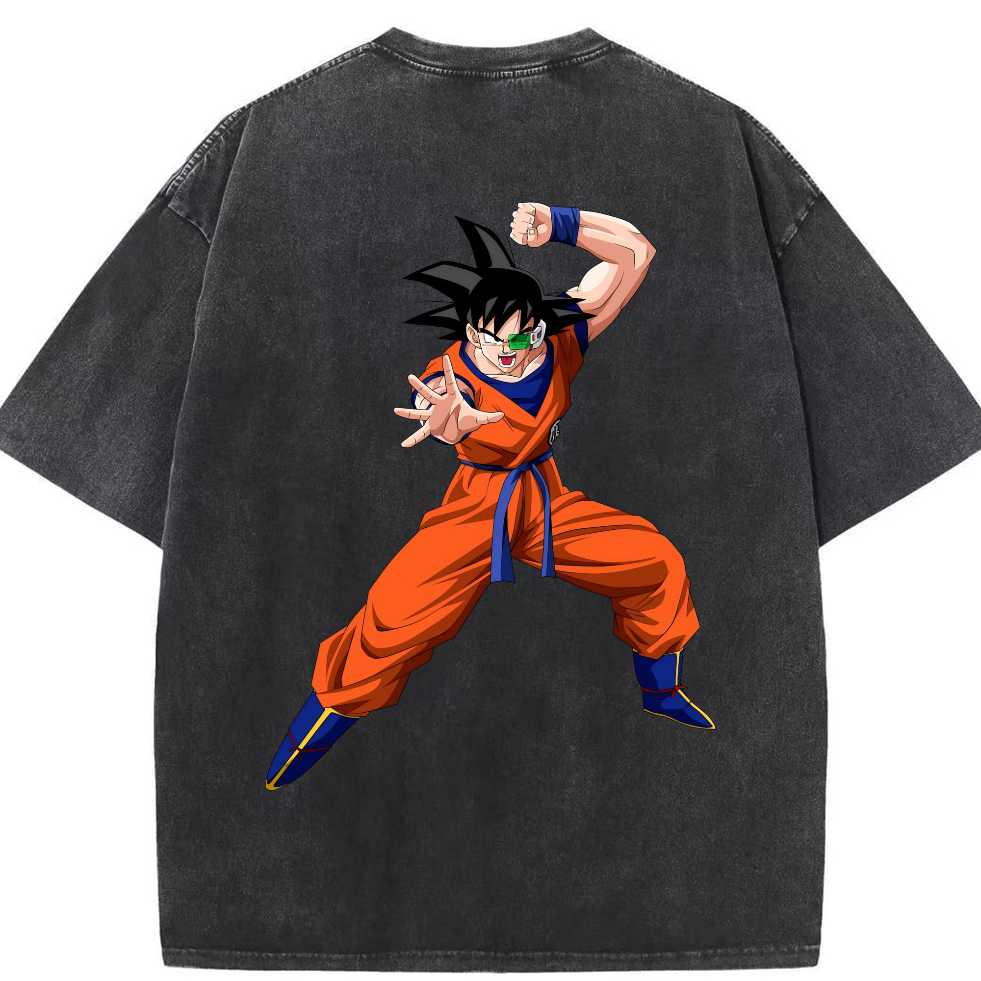 （画像用） ドラゴンボール 孫悟空（そん ごくう）Son Goku カカロット DRAGON BALL Kakarotto 綿100% ヴィンテージ風 半袖Tシャツ（背面プリント）