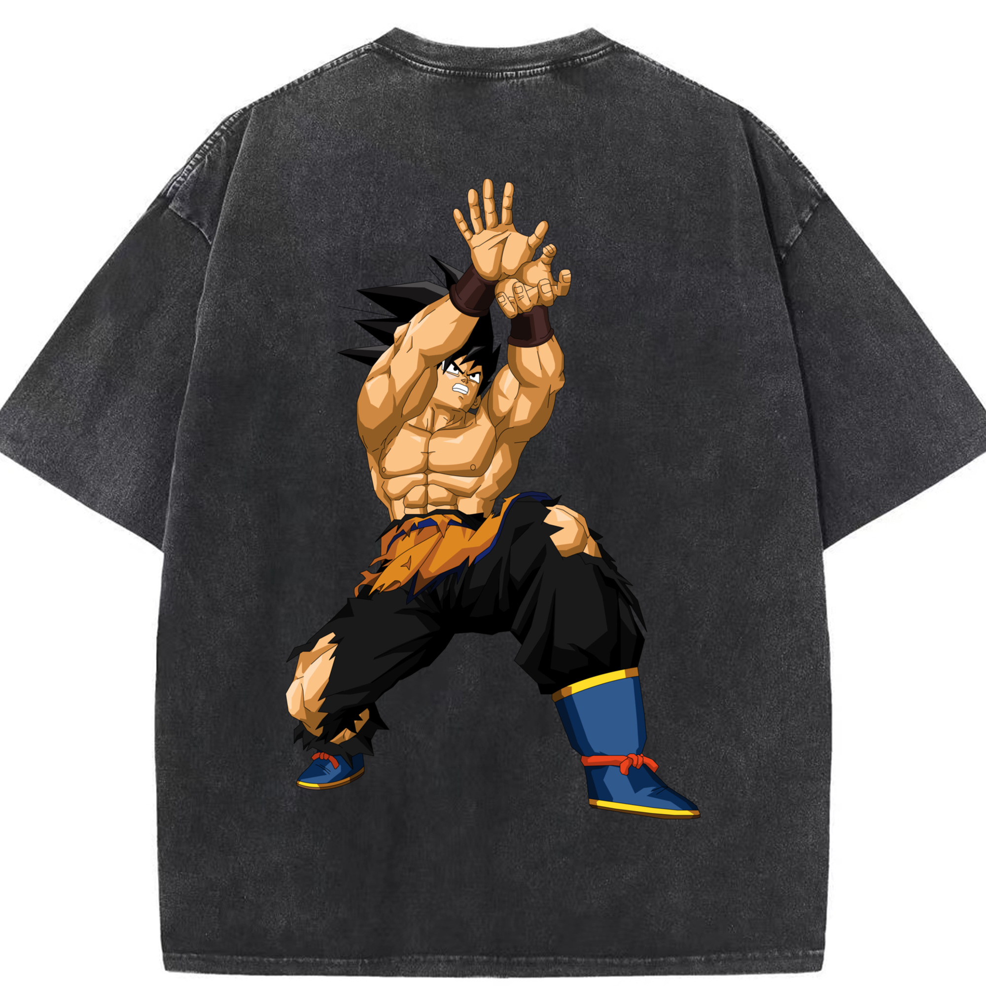 （画像用） ドラゴンボール 孫悟空（そん ごくう）Son Goku カカロット DRAGON BALL Kakarotto 綿100% ヴィンテージ風 半袖Tシャツ（背面プリント）