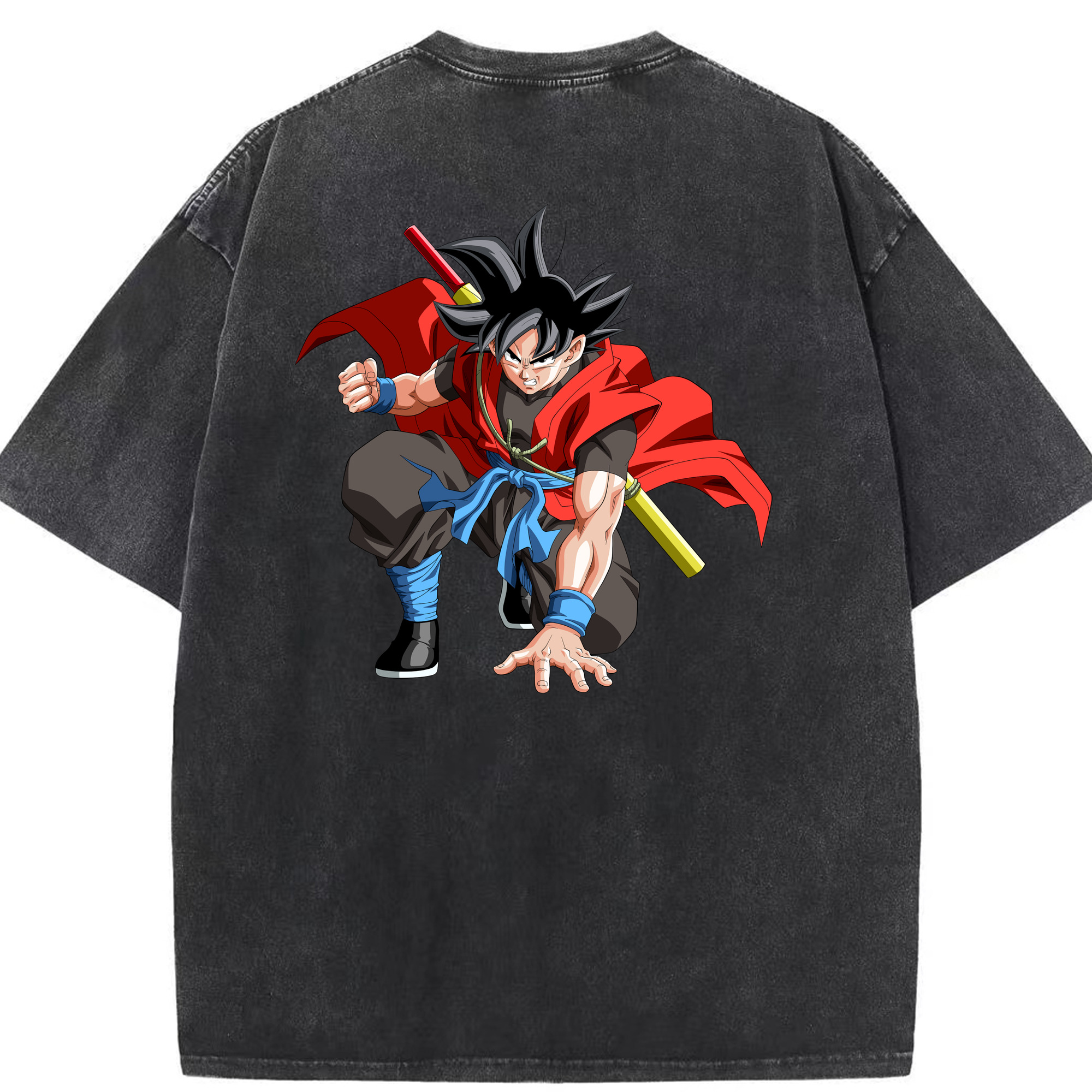 （画像用） ドラゴンボール 孫悟空（そん ごくう）Son Goku カカロット DRAGON BALL Kakarotto 綿100% ヴィンテージ風 半袖Tシャツ（背面プリント）