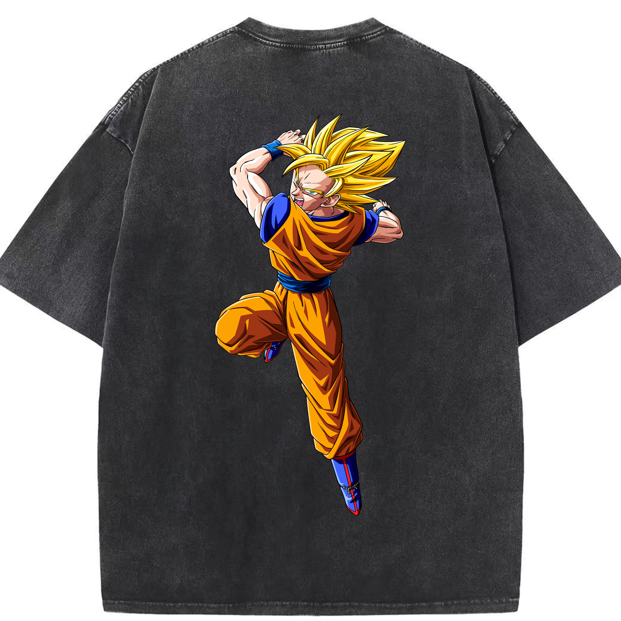 （画像用） ドラゴンボール 孫悟空（そん ごくう）Son Goku カカロット DRAGON BALL Kakarotto 綿100% ヴィンテージ風 半袖Tシャツ（背面プリント）