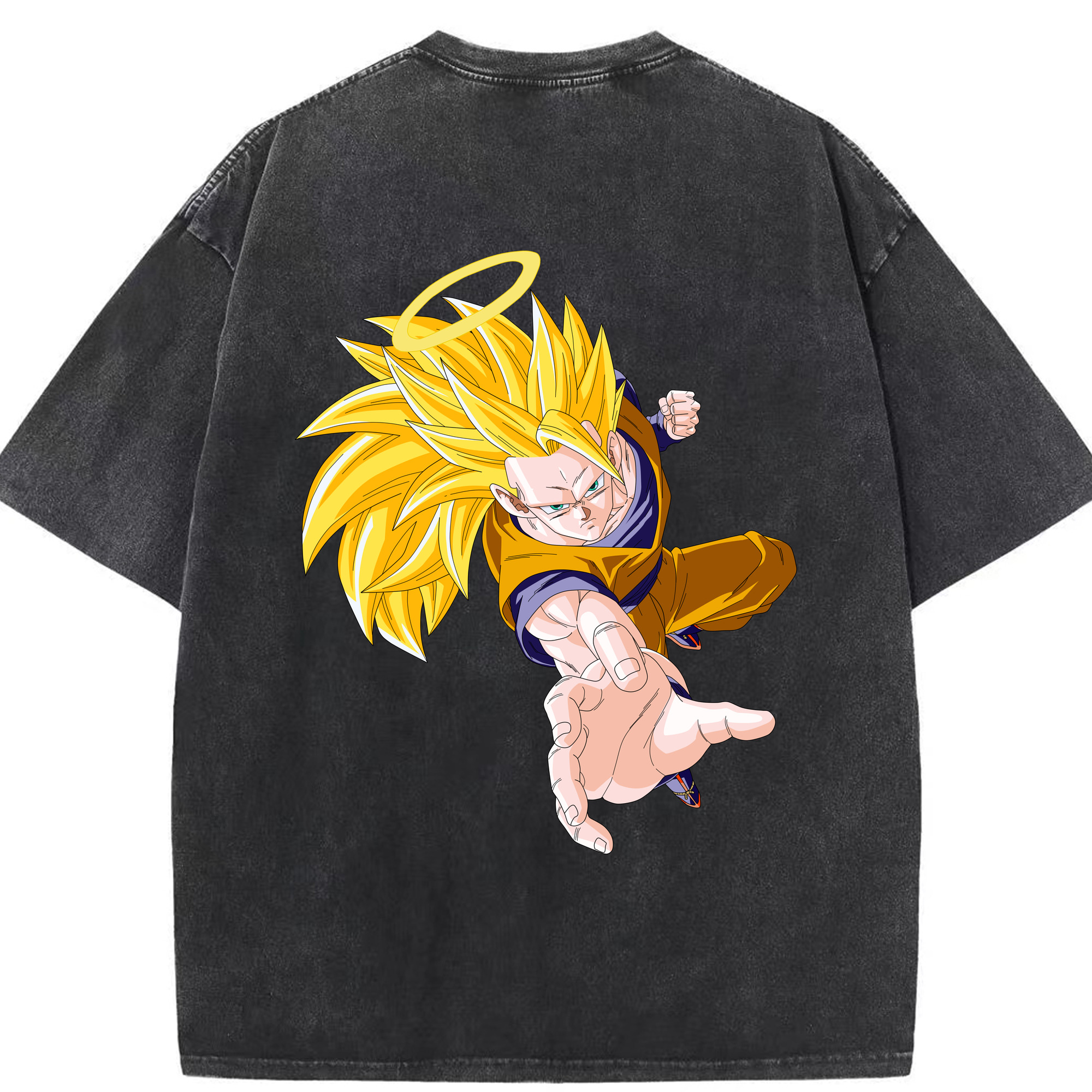 （画像用） ドラゴンボール 孫悟空（そん ごくう）Son Goku カカロット DRAGON BALL Kakarotto 綿100% ヴィンテージ風 半袖Tシャツ（背面プリント）