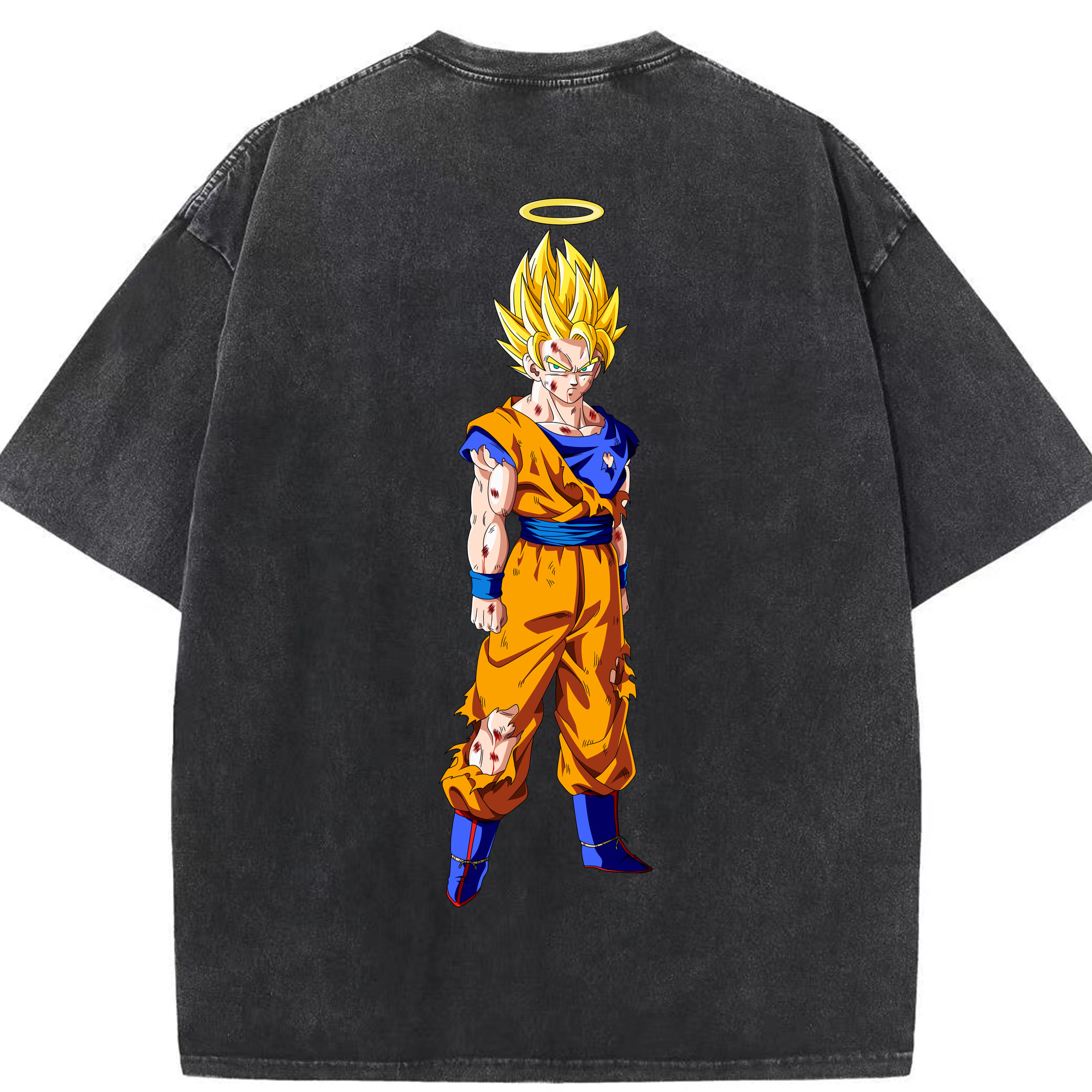 （画像用） ドラゴンボール 孫悟空（そん ごくう）Son Goku カカロット DRAGON BALL Kakarotto 綿100% ヴィンテージ風 半袖Tシャツ（背面プリント）