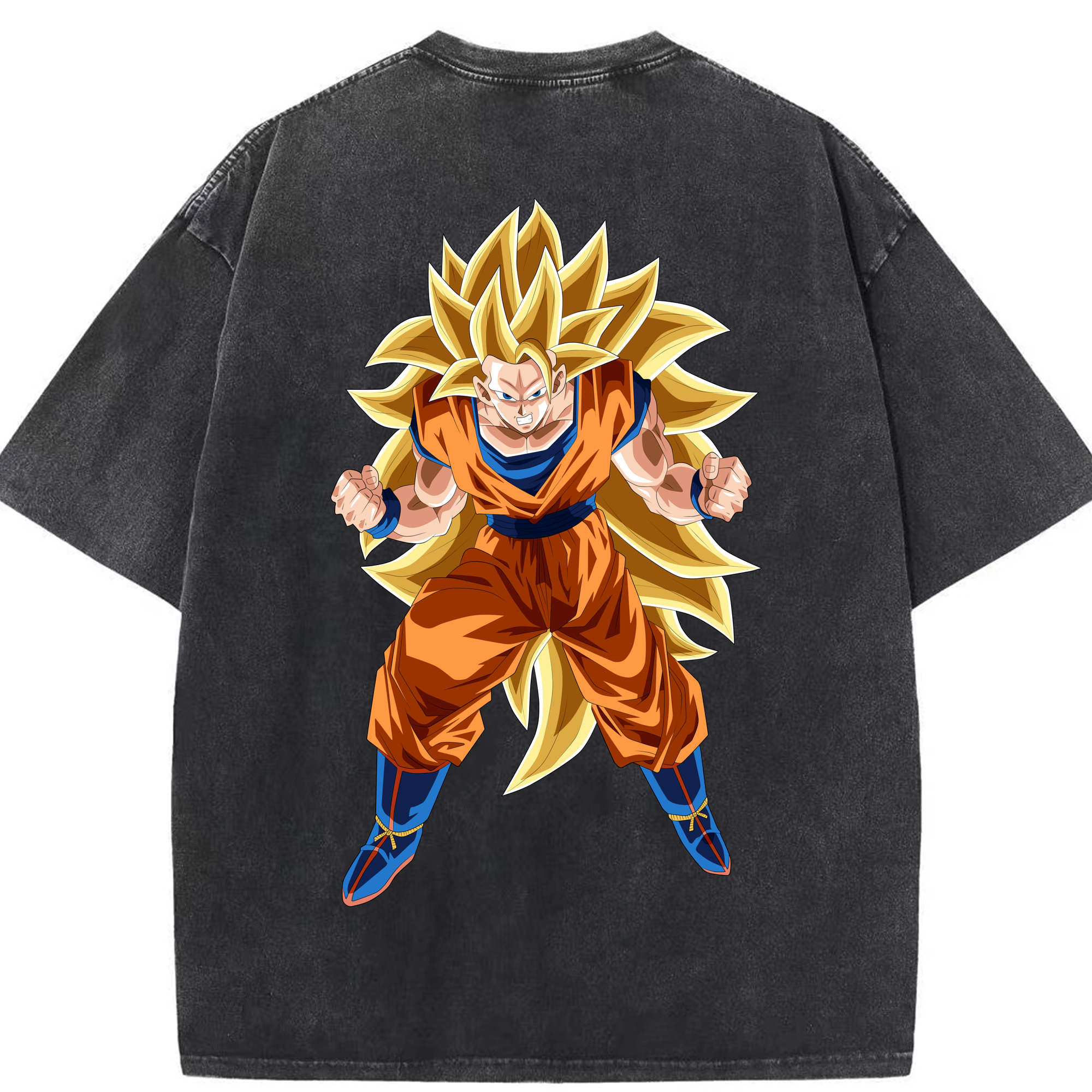（画像用） ドラゴンボール 孫悟空（そん ごくう）Son Goku カカロット DRAGON BALL Kakarotto 綿100% ヴィンテージ風 半袖Tシャツ（背面プリント）