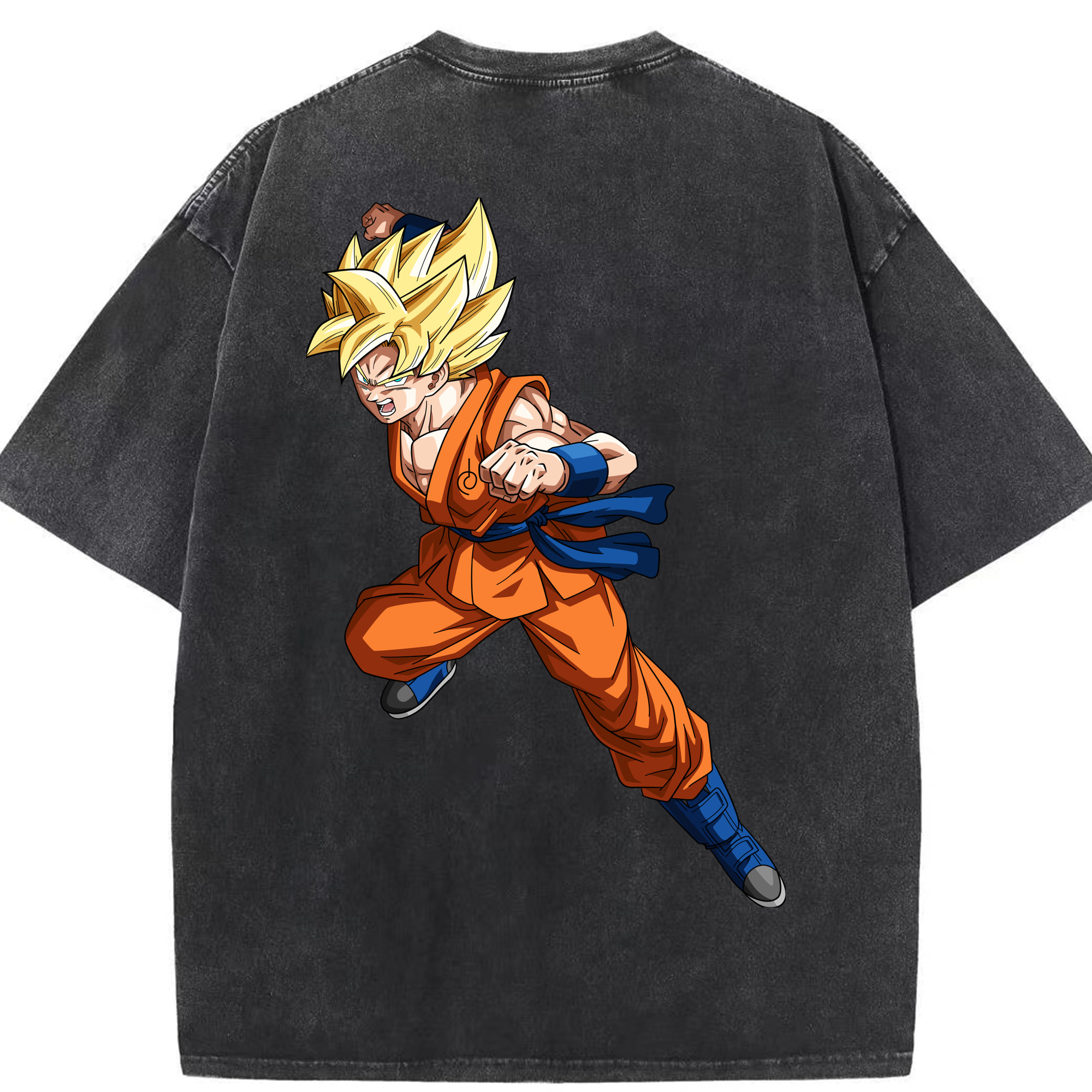 （画像用） ドラゴンボール 孫悟空（そん ごくう）Son Goku カカロット DRAGON BALL Kakarotto 綿100% ヴィンテージ風 半袖Tシャツ（背面プリント）