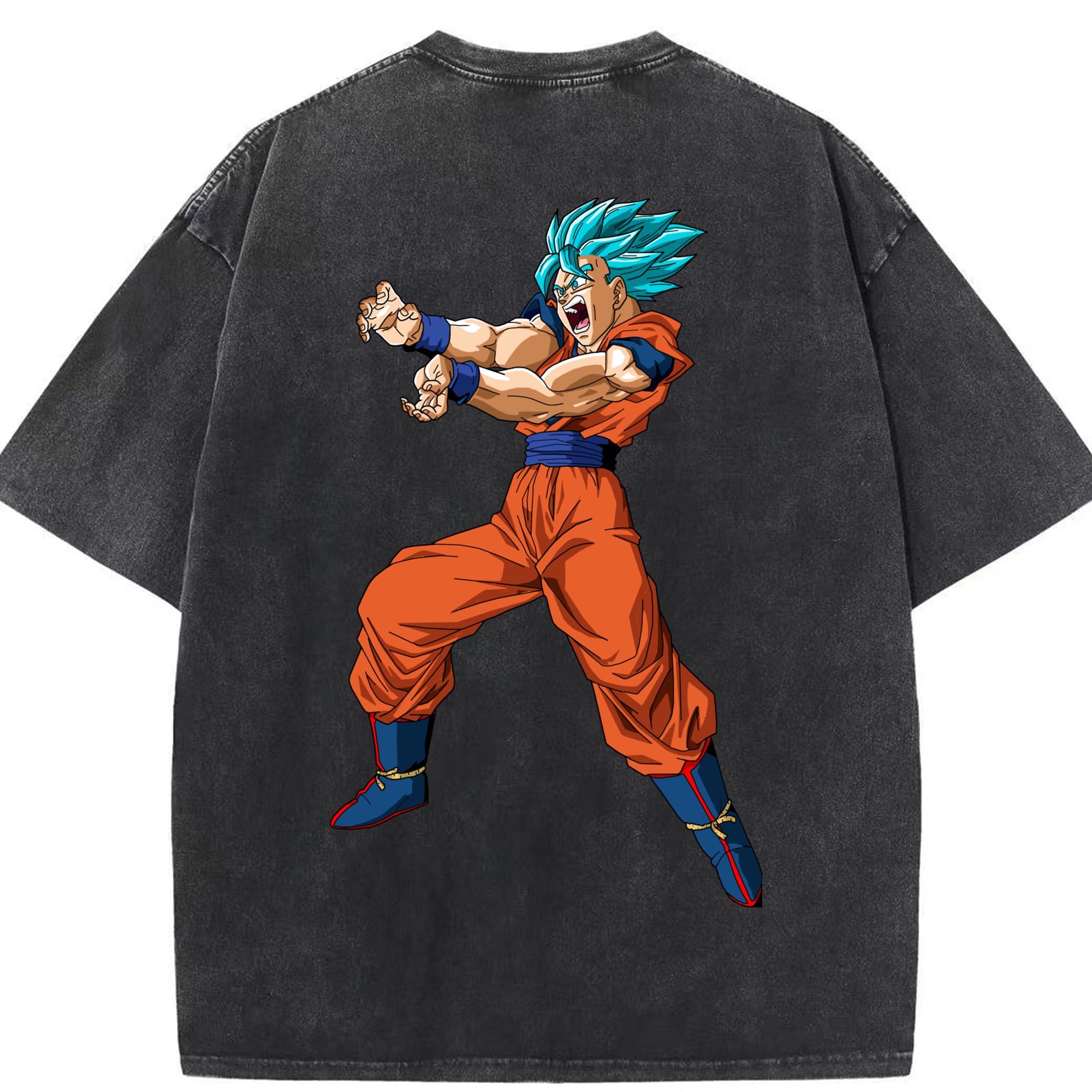（画像用） ドラゴンボール 孫悟空（そん ごくう）Son Goku カカロット DRAGON BALL Kakarotto 綿100% ヴィンテージ風 半袖Tシャツ（背面プリント）