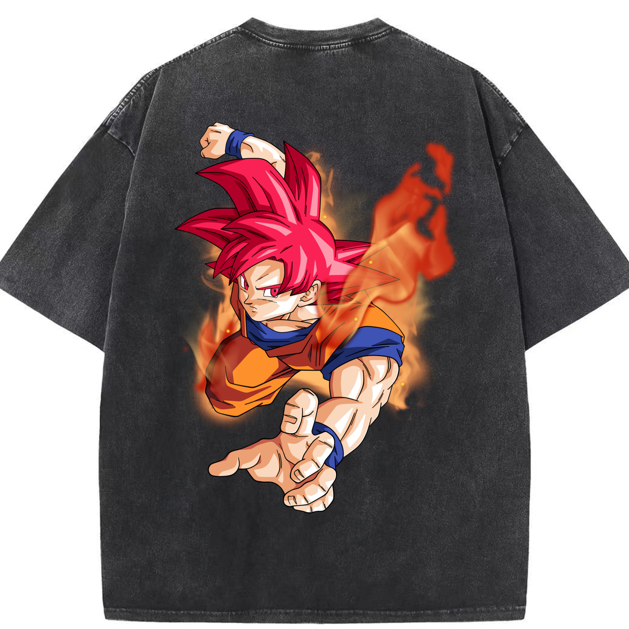 （画像用） ドラゴンボール 孫悟空（そん ごくう）Son Goku カカロット DRAGON BALL Kakarotto 綿100% ヴィンテージ風 半袖Tシャツ（背面プリント）
