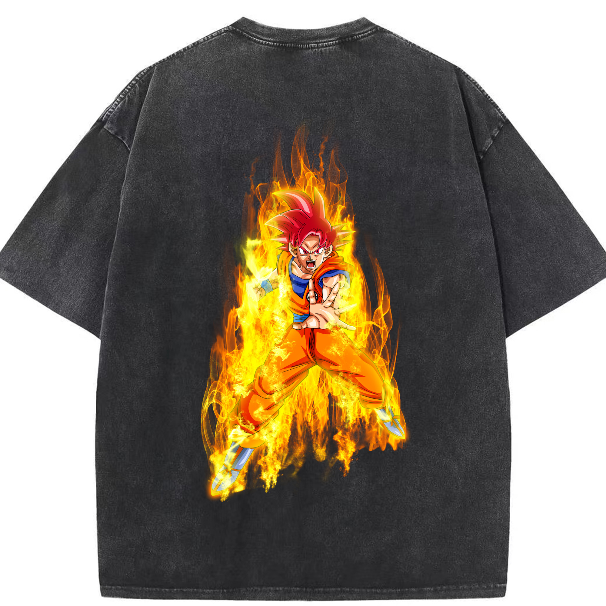 （画像用） ドラゴンボール 孫悟空（そん ごくう）Son Goku カカロット DRAGON BALL Kakarotto 綿100% ヴィンテージ風 半袖Tシャツ（背面プリント）