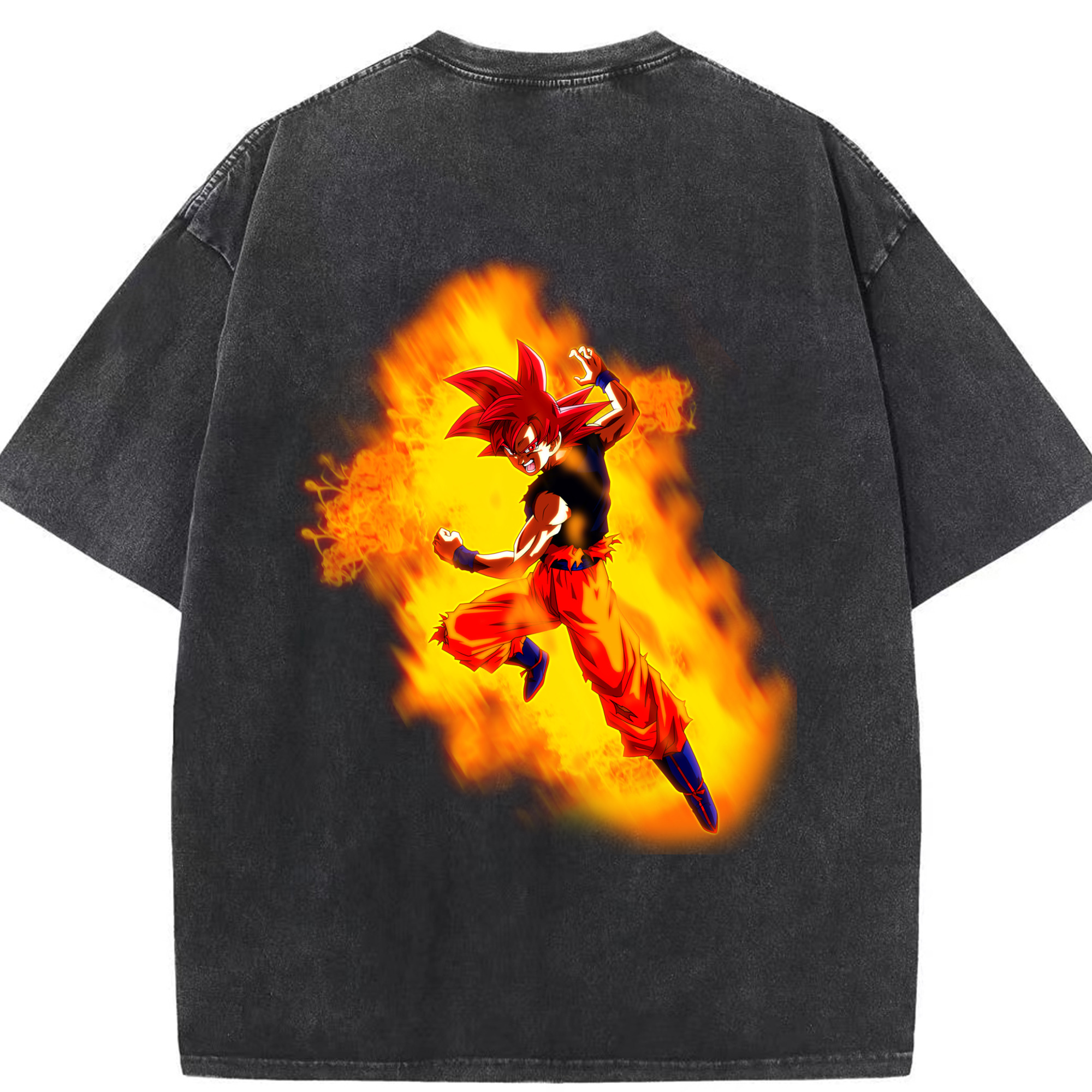 （画像用） ドラゴンボール 孫悟空（そん ごくう）Son Goku カカロット DRAGON BALL Kakarotto 綿100% ヴィンテージ風 半袖Tシャツ（背面プリント）
