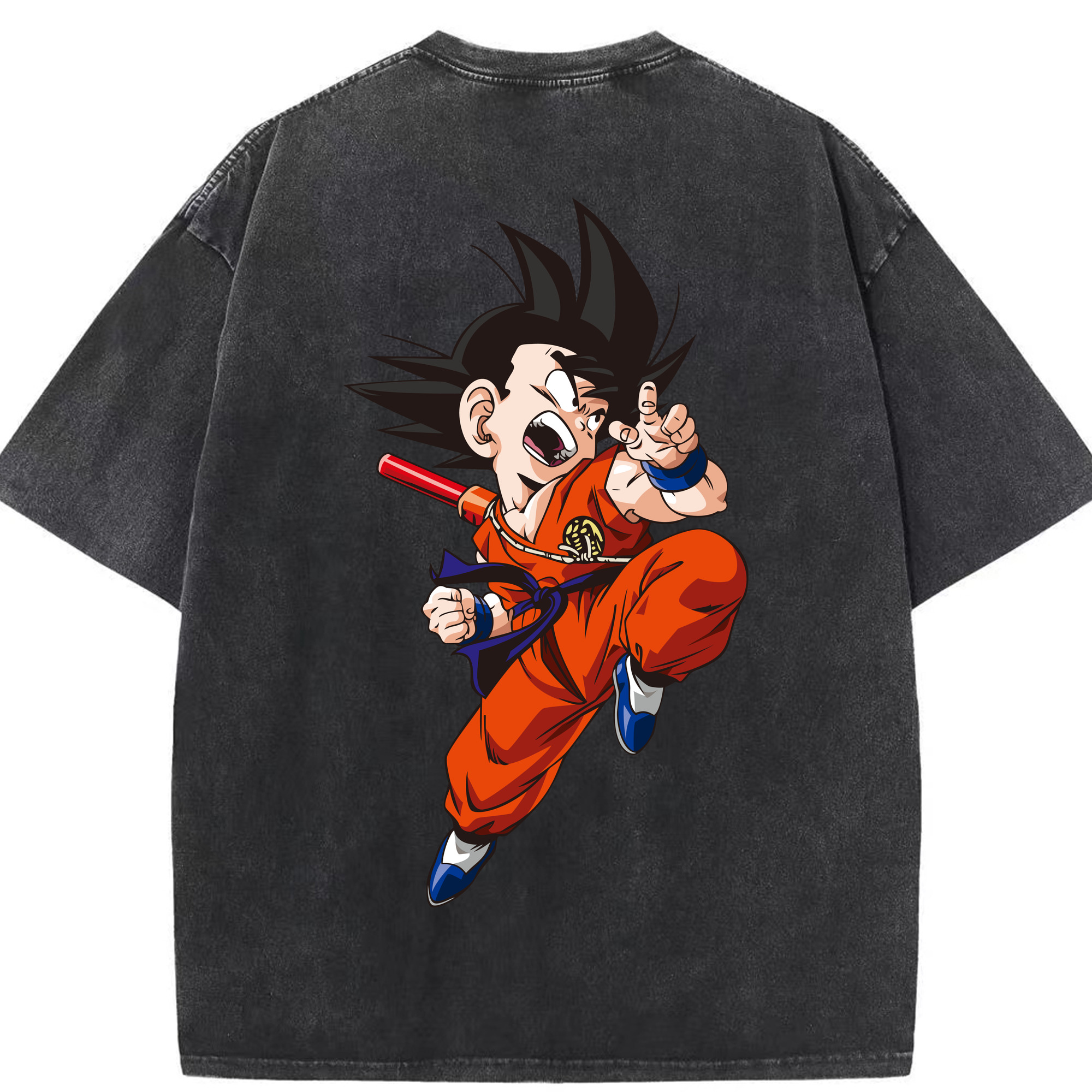 （画像用） ドラゴンボール 孫悟空（そん ごくう）Son Goku カカロット DRAGON BALL Kakarotto 綿100% ヴィンテージ風 半袖Tシャツ（背面プリント）