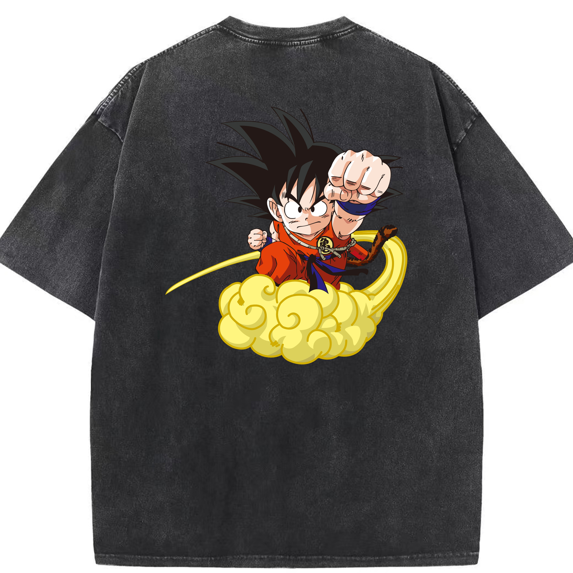 （画像用） ドラゴンボール 孫悟空（そん ごくう）Son Goku カカロット DRAGON BALL Kakarotto 綿100% ヴィンテージ風 半袖Tシャツ（背面プリント）