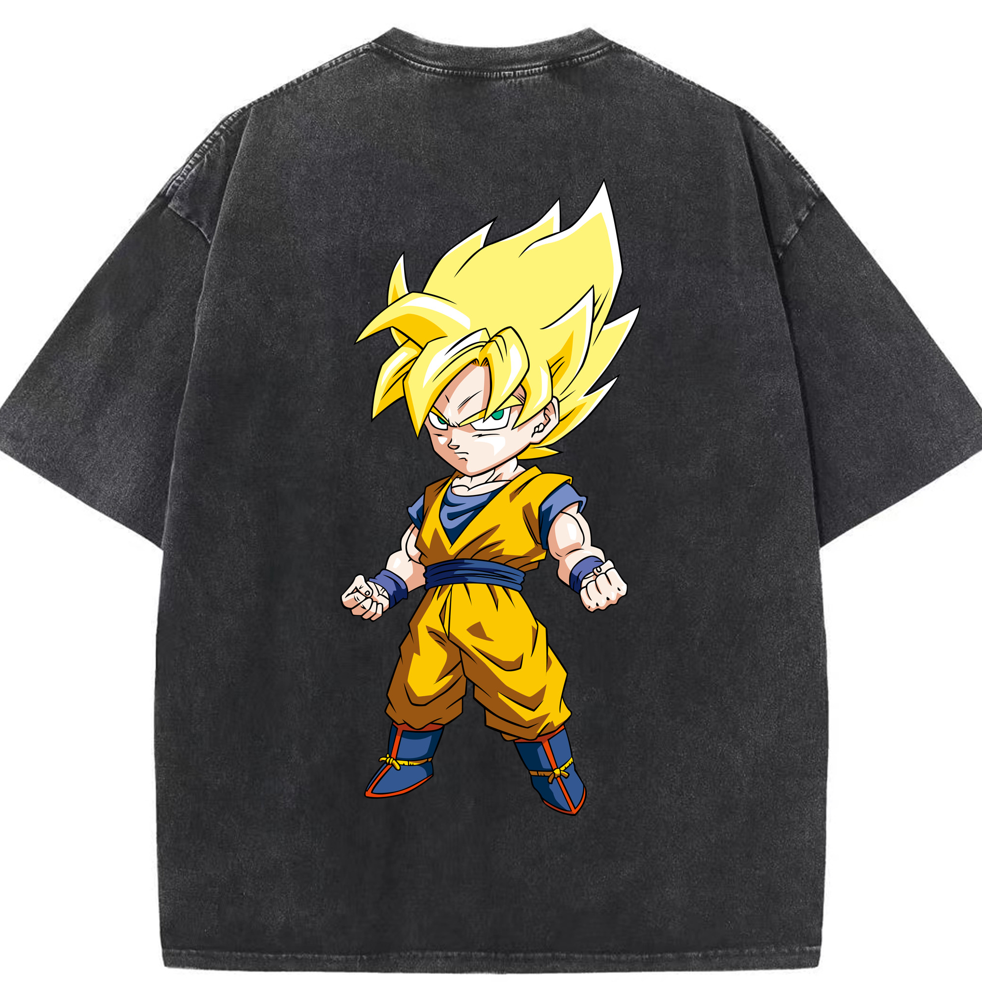 （画像用） ドラゴンボール 孫悟空（そん ごくう）Son Goku カカロット DRAGON BALL Kakarotto 綿100% ヴィンテージ風 半袖Tシャツ（背面プリント）